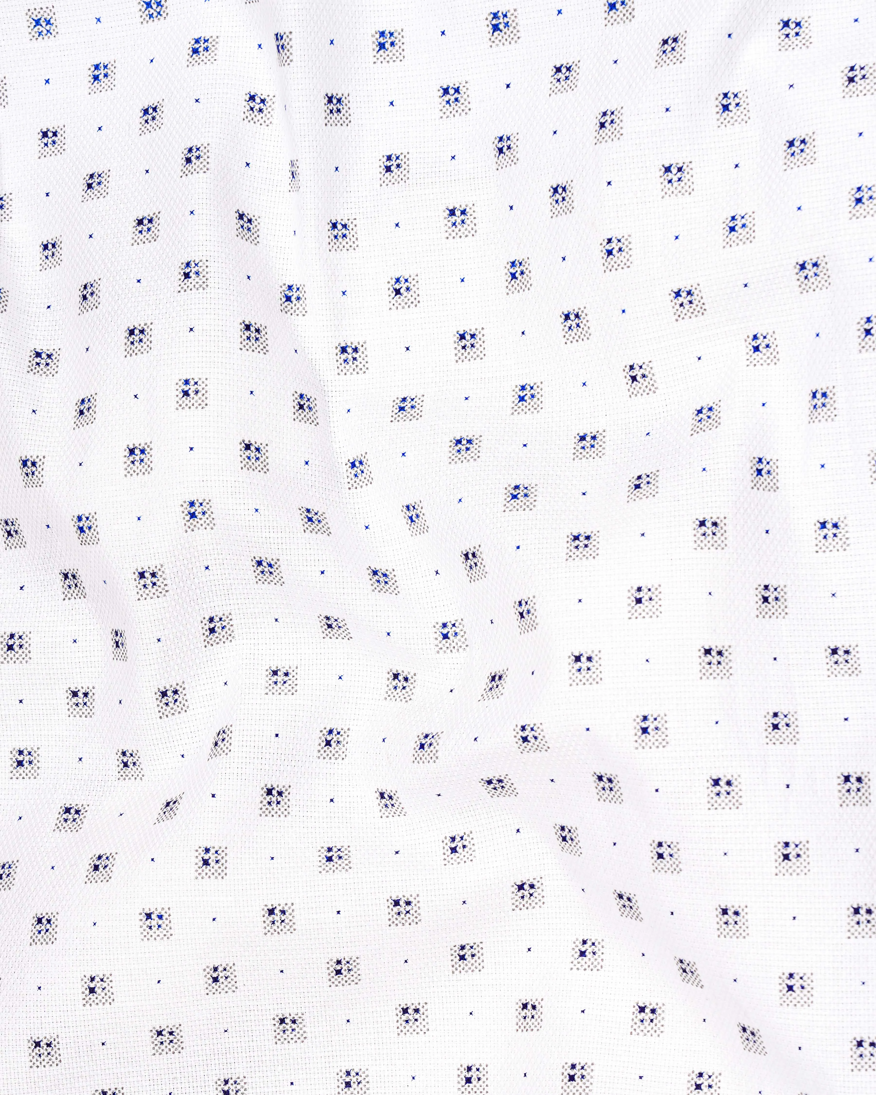 Bright White with Sapphire Blue Dobby Textured Premium Giza Cotton Shirt sold by French Crown product image thumbnail 2