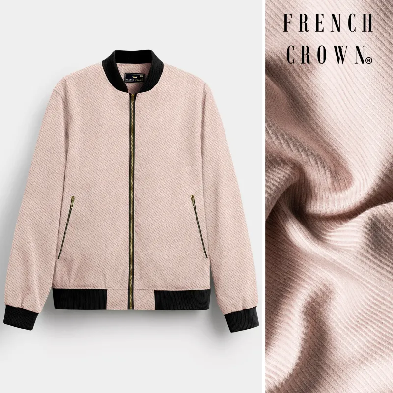 Wafer Cream Textured Corduroy Premium Cotton Bomber Jacket sold by French Crown