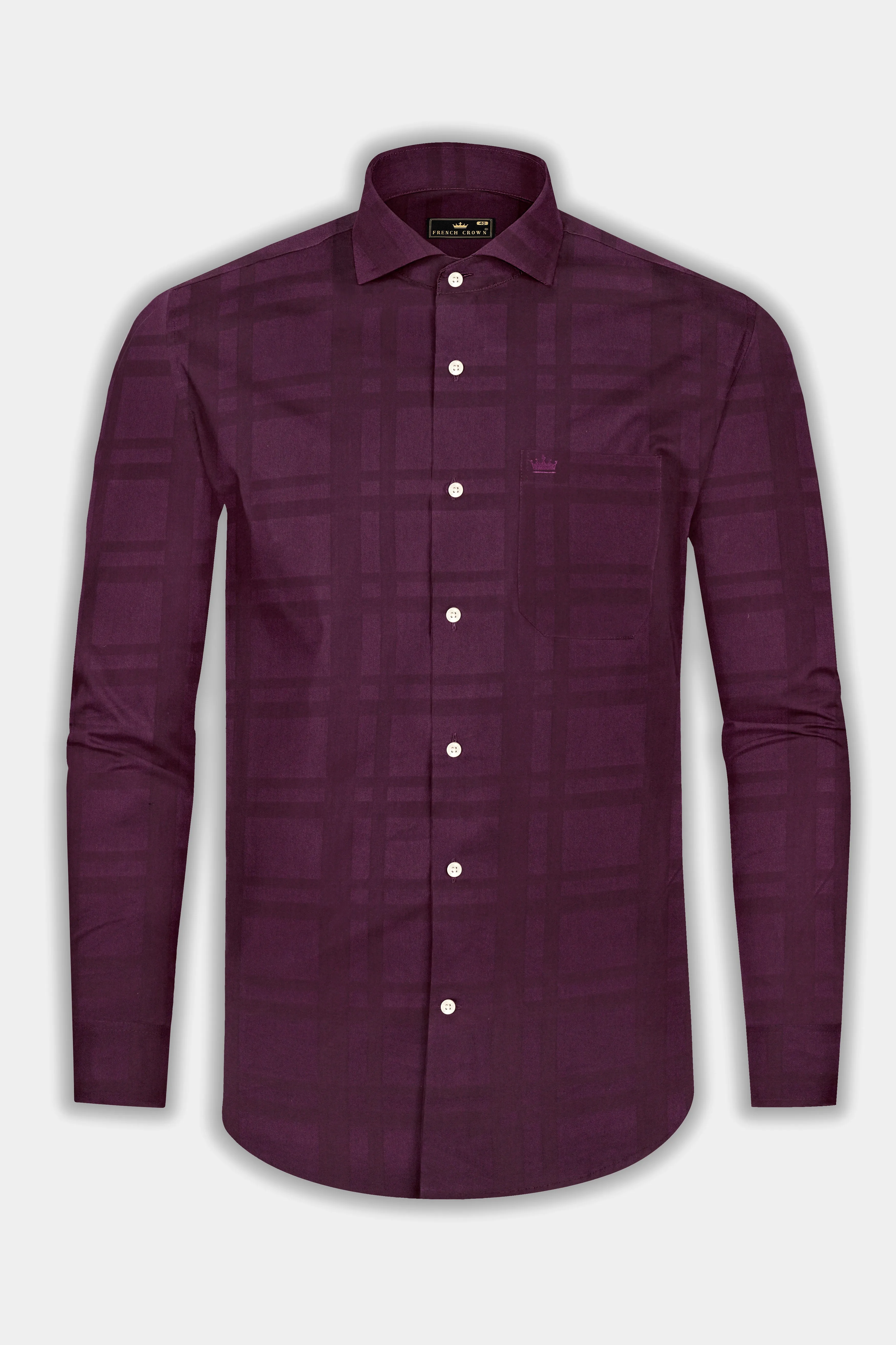Temptress subtle Plaid Dobby Textured Premium Giza Cotton Shirt sold by French Crown product image thumbnail 4