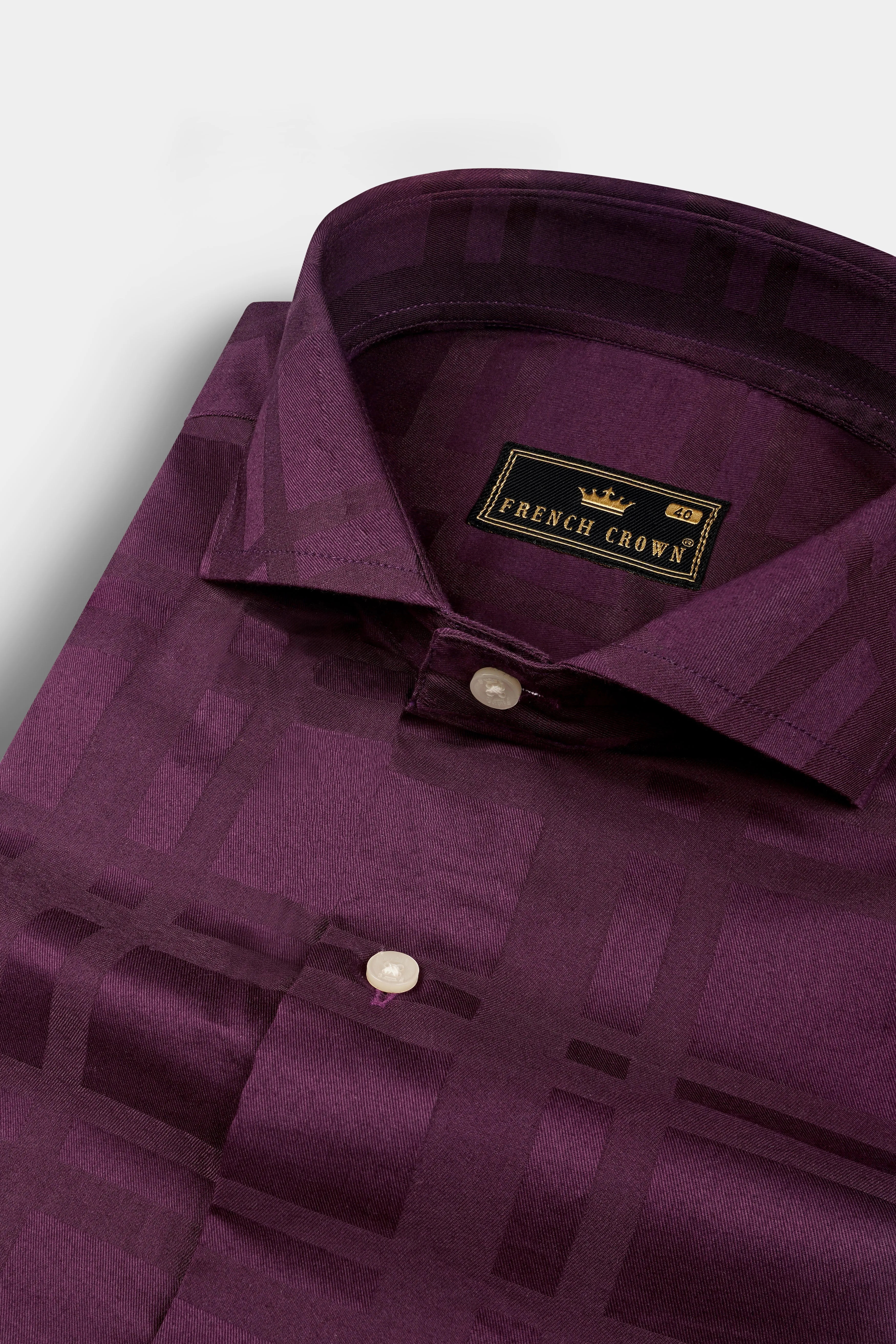 Temptress subtle Plaid Dobby Textured Premium Giza Cotton Shirt sold by French Crown