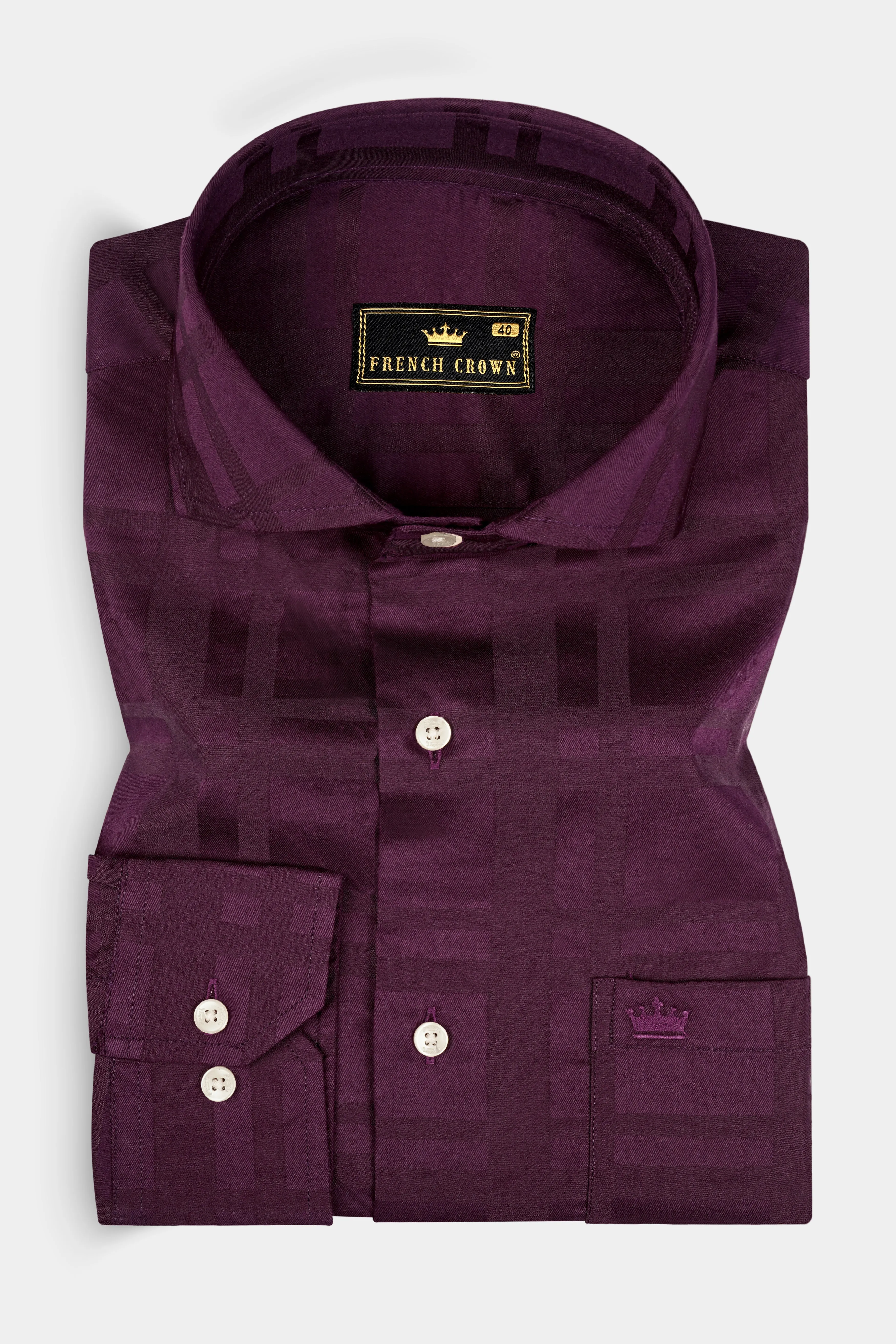 Temptress subtle Plaid Dobby Textured Premium Giza Cotton Shirt sold by French Crown product image thumbnail 3
