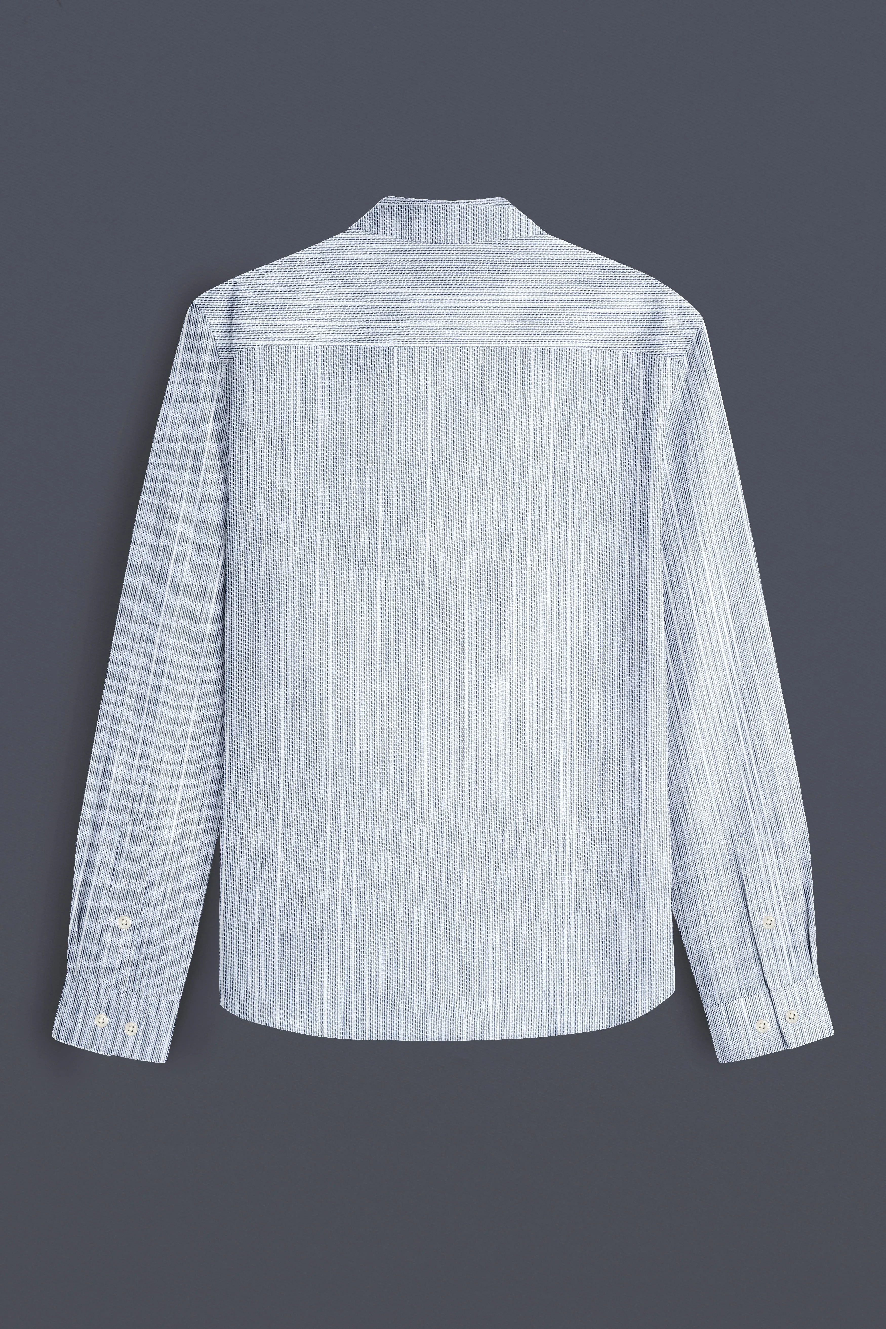 Haze Blue Striped Dobby Textured Premium Giza Cotton Shirt sold by French Crown product image thumbnail 5