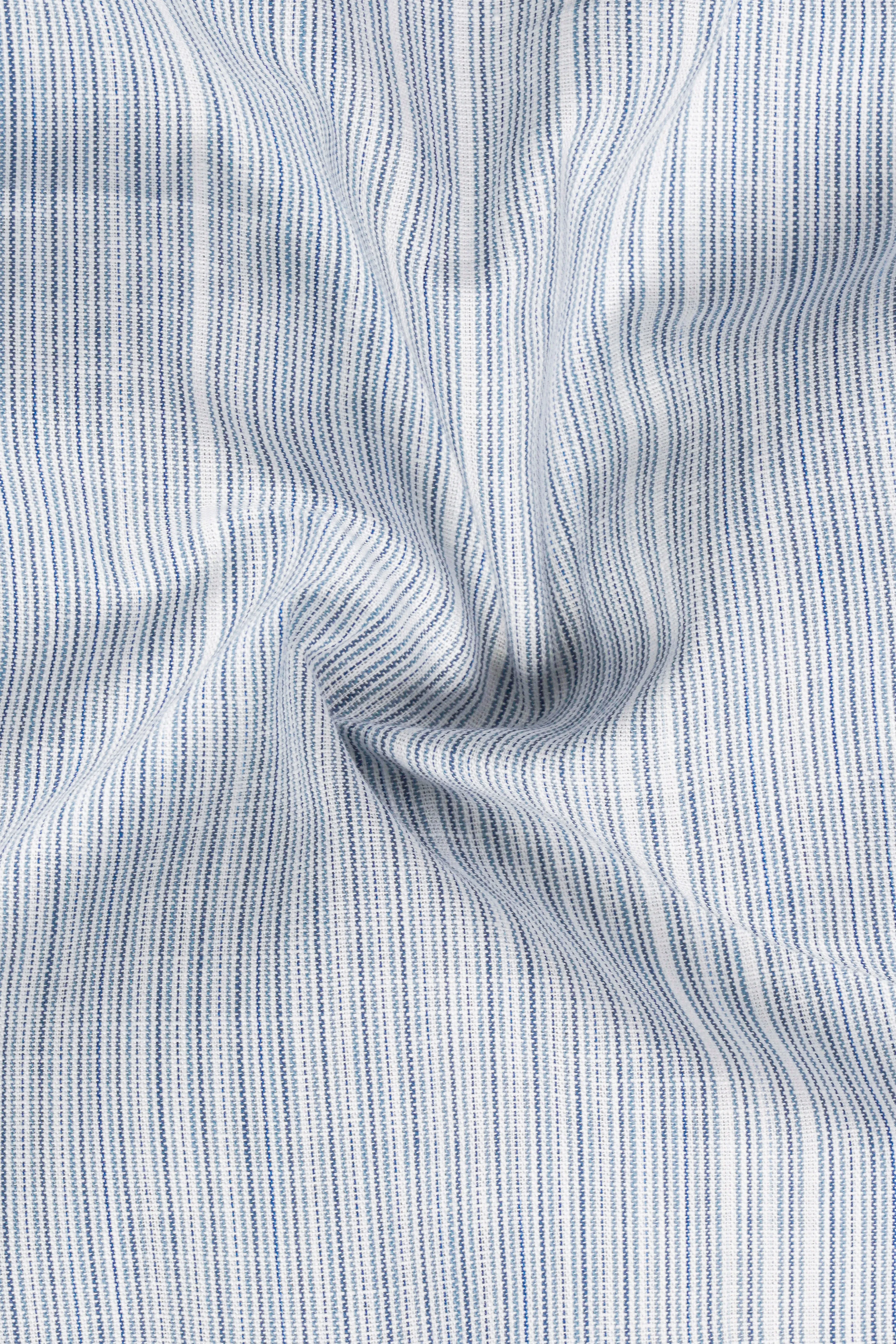 Haze Blue Striped Dobby Textured Premium Giza Cotton Shirt sold by French Crown product image thumbnail 2