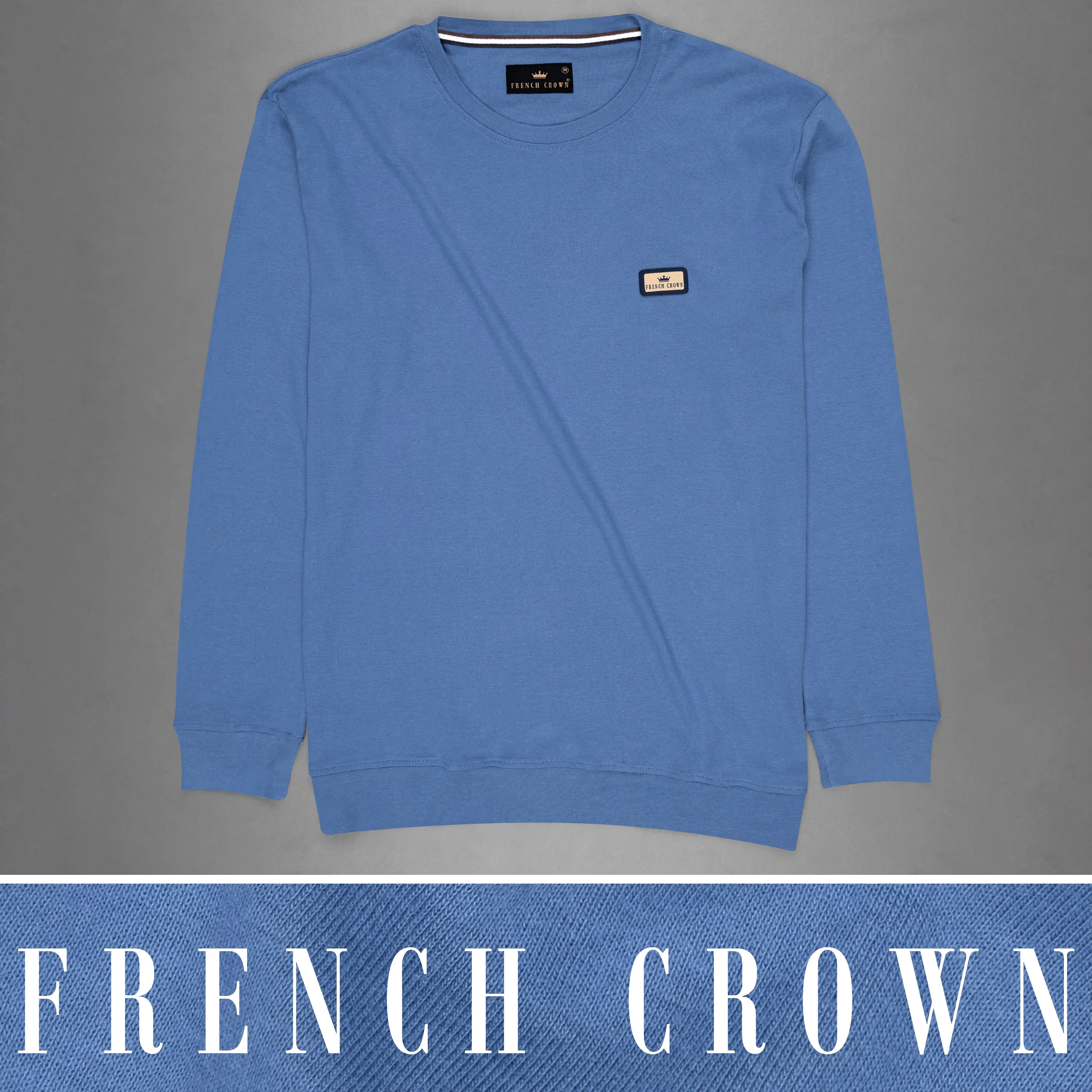 Danube Blue Full Sleeve Premium Cotton Jersey Sweatshirt sold by French Crown