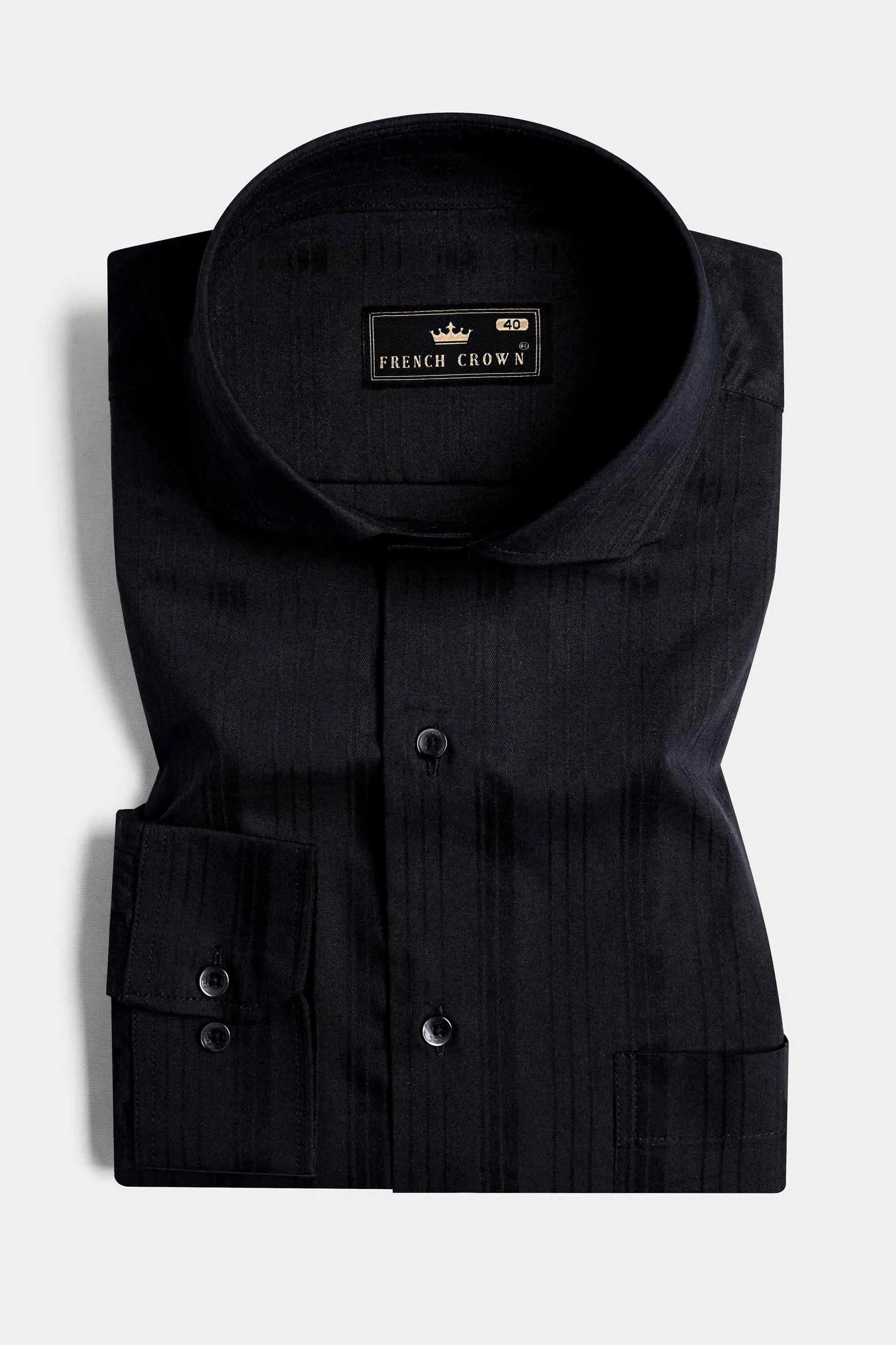 Jade Black Dobby Textured Premium Giza Cotton Shirt sold by French Crown product image thumbnail 3