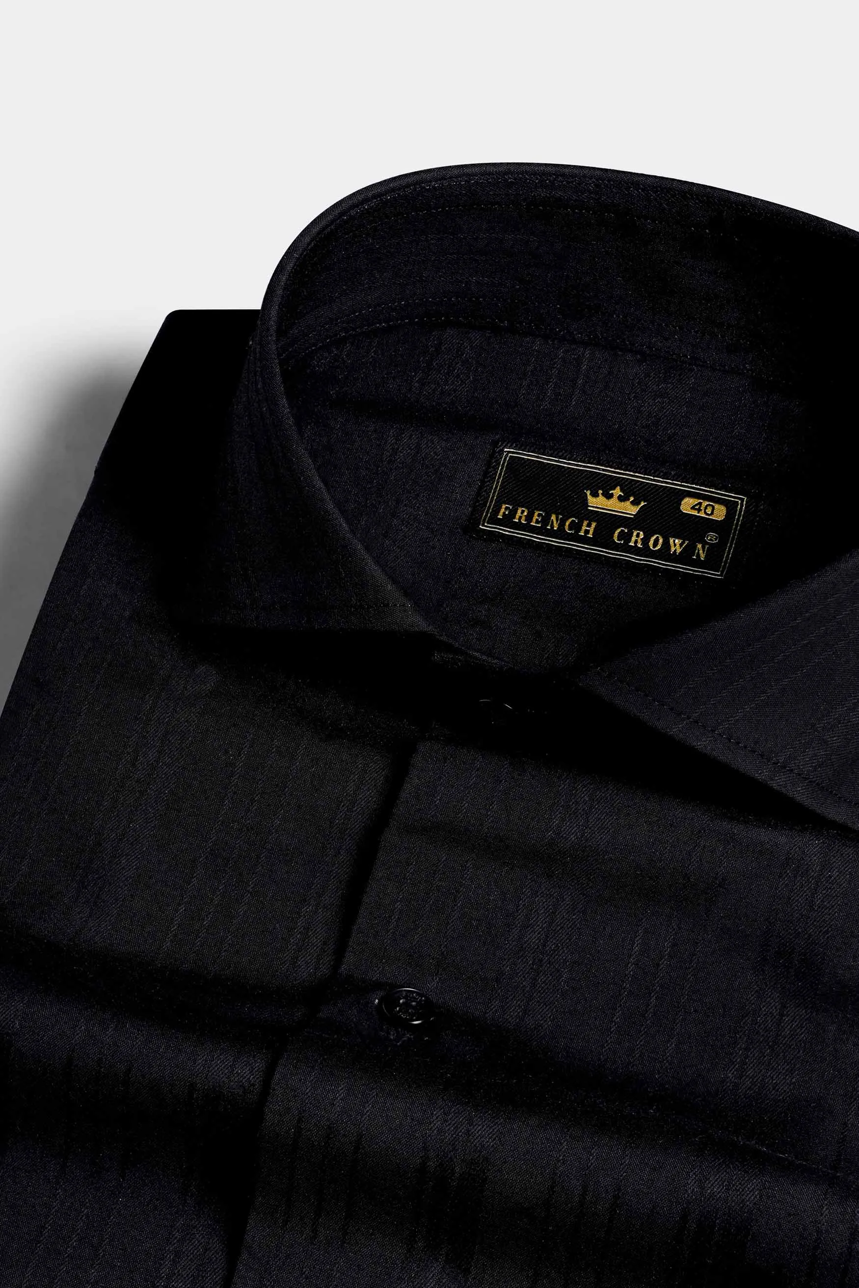 Jade Black Dobby Textured Premium Giza Cotton Shirt sold by French Crown