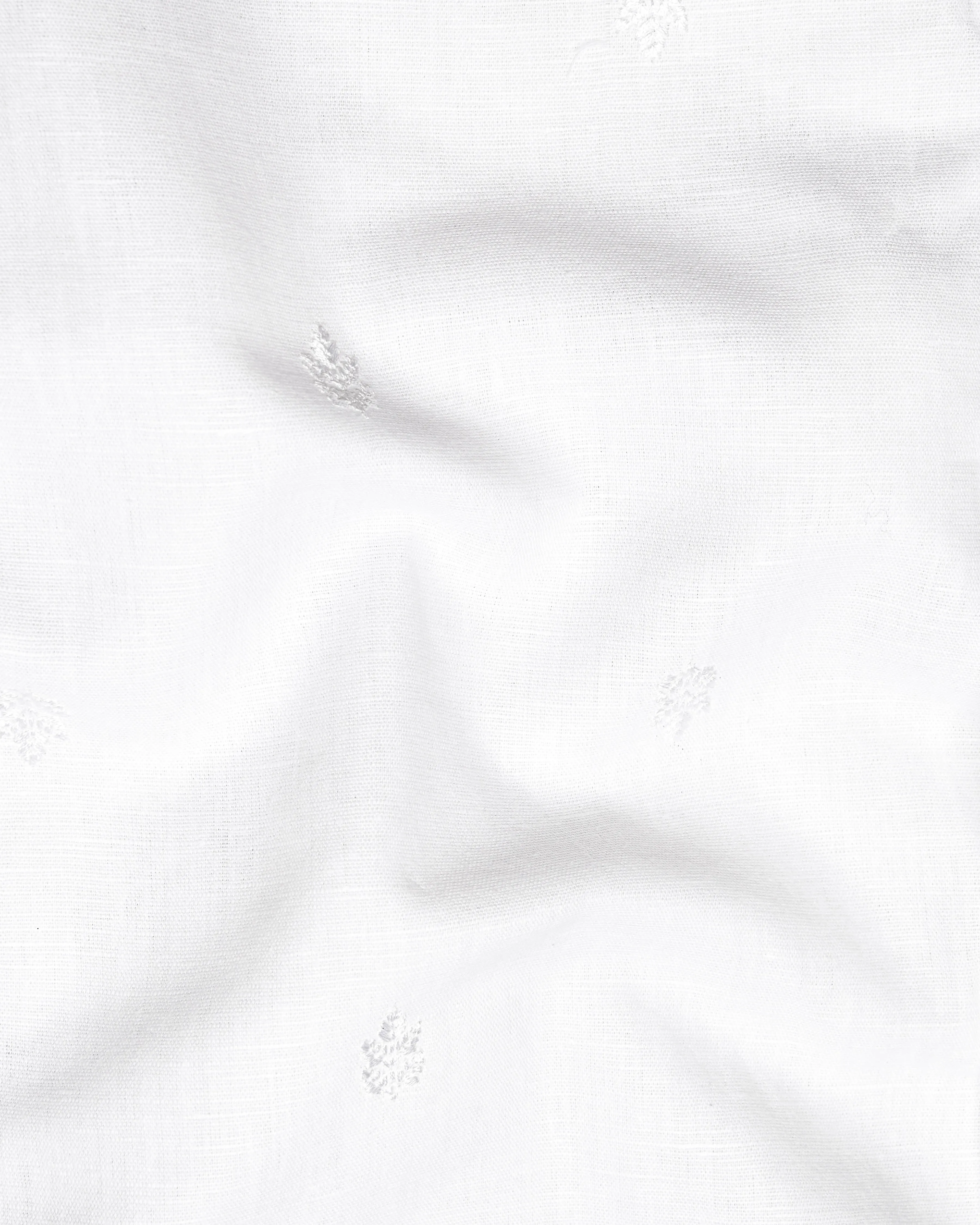 Bright White Embroidered Luxurious Linen Shirt sold by French Crown product image thumbnail 2