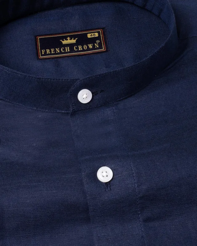 Cloud Burst Blue Luxurious Linen Shirt sold by French Crown