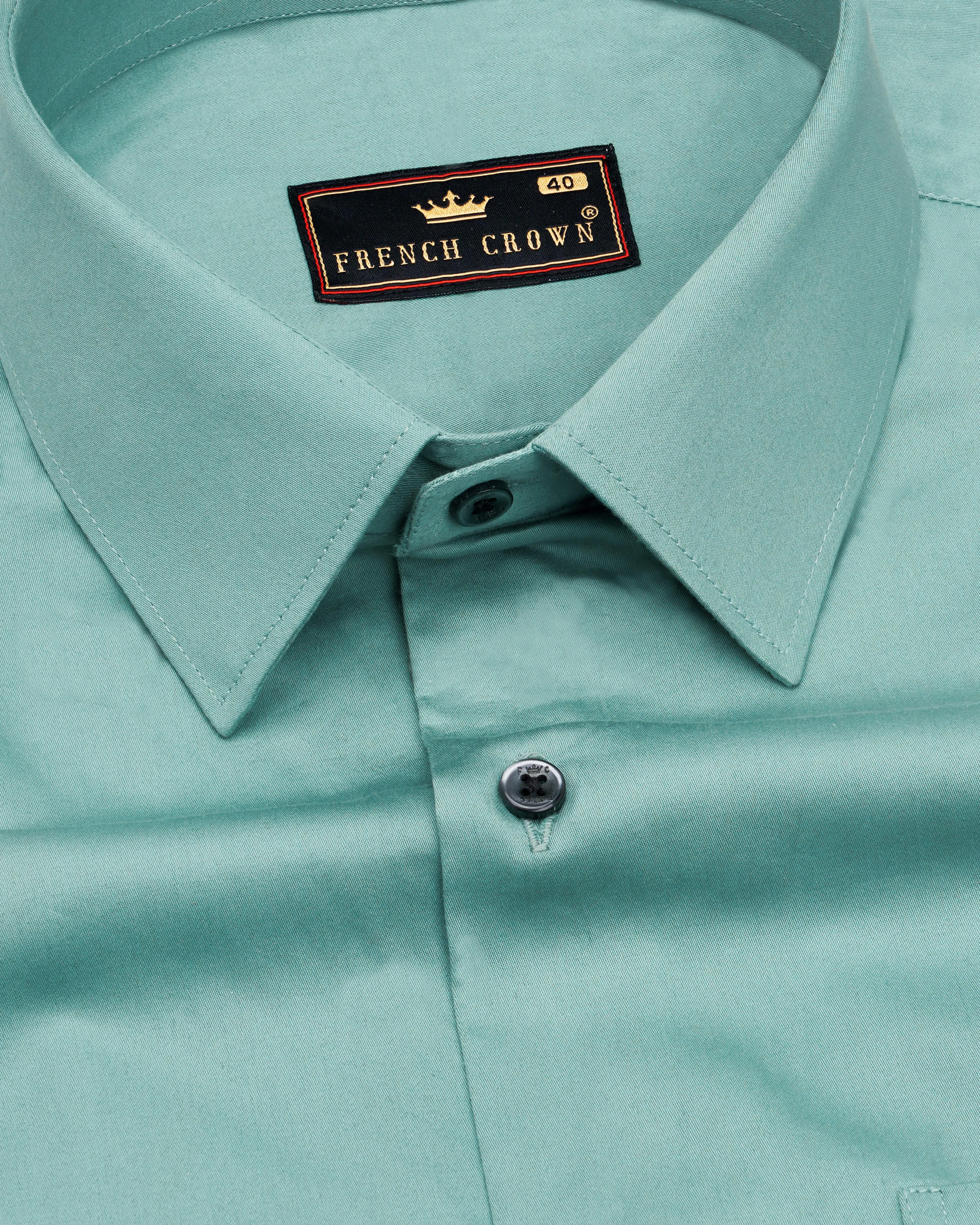 Glacier Blue Subtle Sheen Super Soft Premium Cotton Shirt sold by French Crown