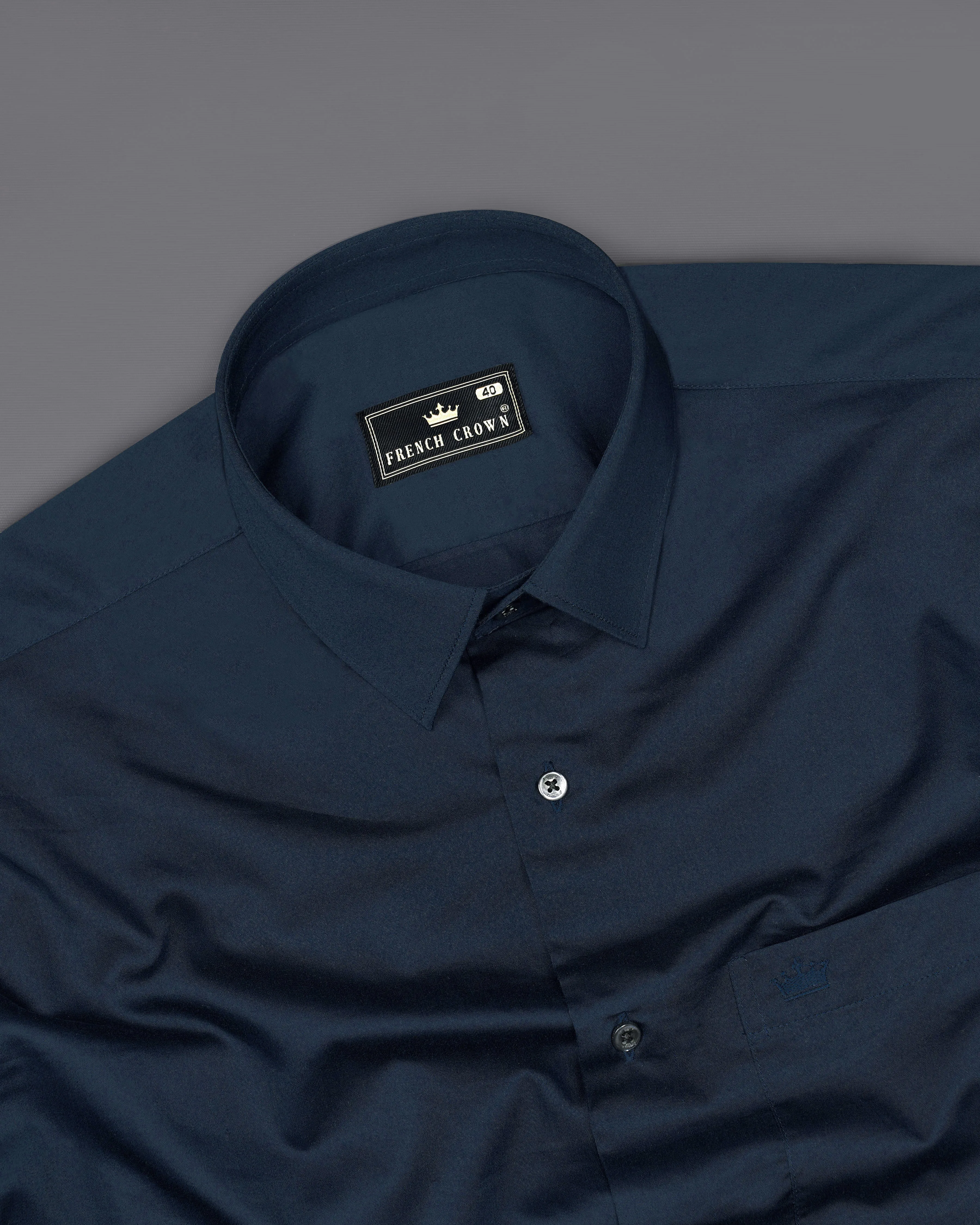 Baltic Sea Blue Subtle Sheen Super Soft Premium Cotton Shirt sold by French Crown product image thumbnail 5