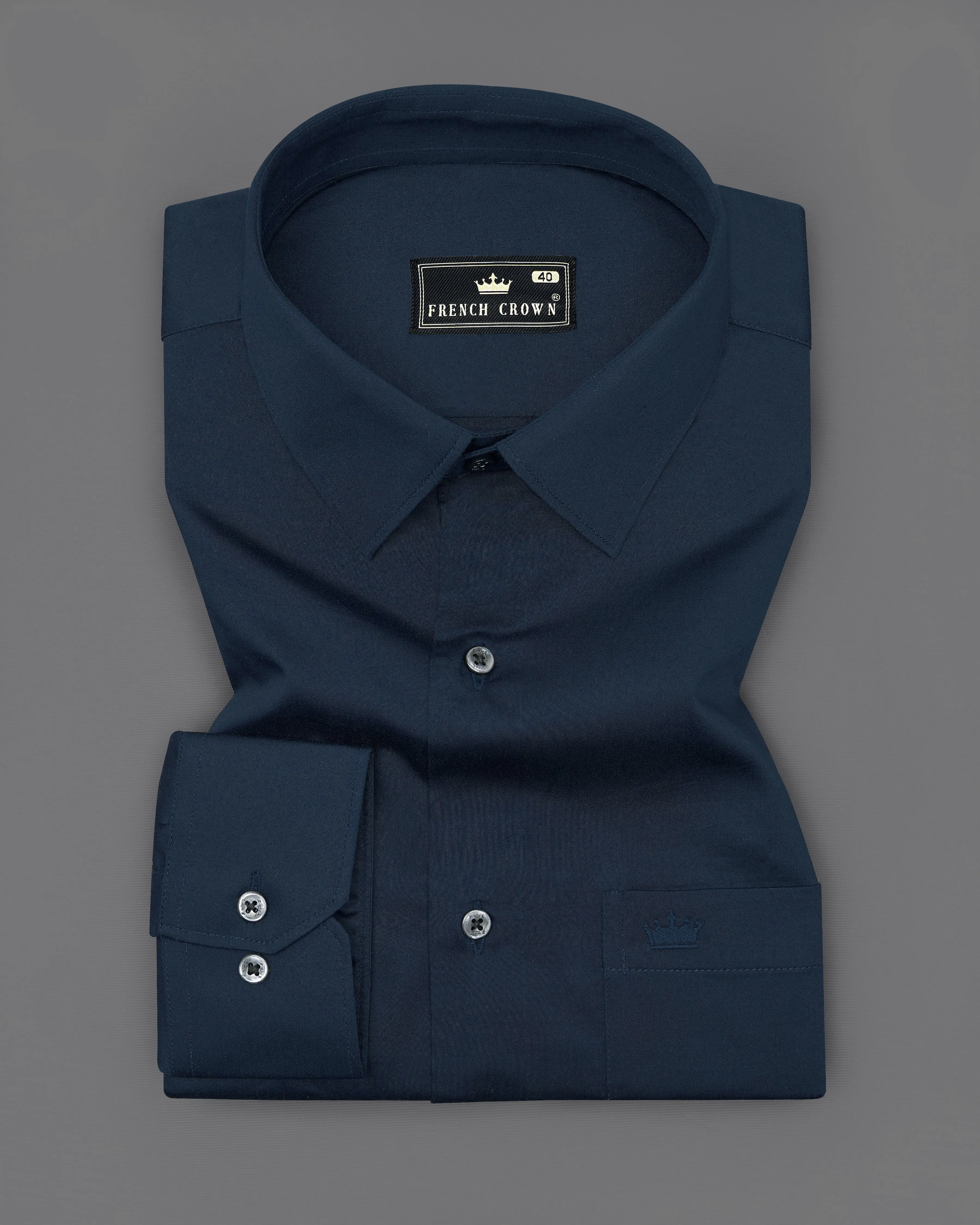 Baltic Sea Blue Subtle Sheen Super Soft Premium Cotton Shirt sold by French Crown product image thumbnail 4