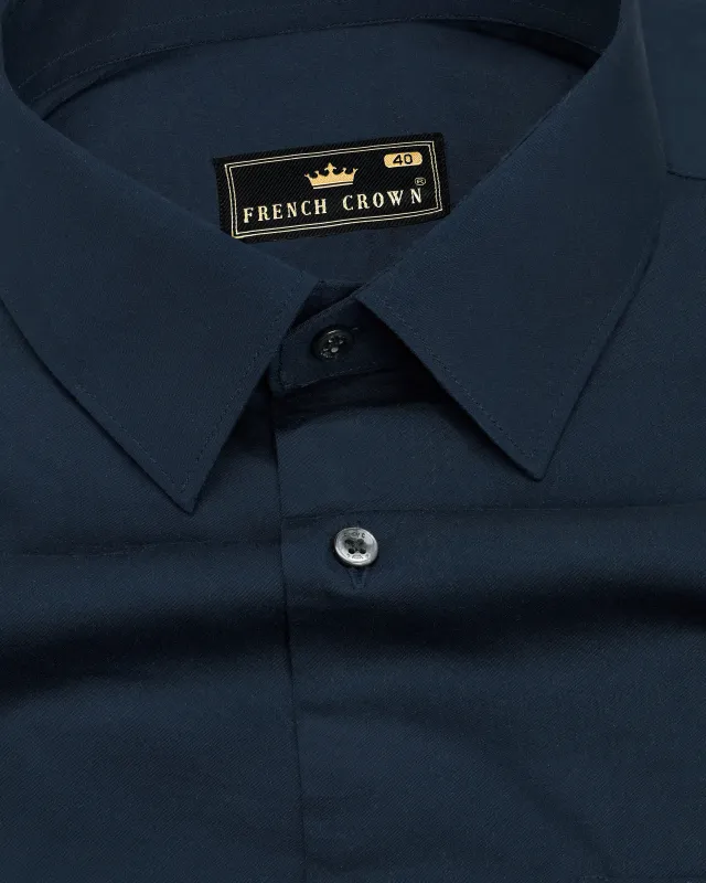 Baltic Sea Blue Subtle Sheen Super Soft Premium Cotton Shirt sold by French Crown