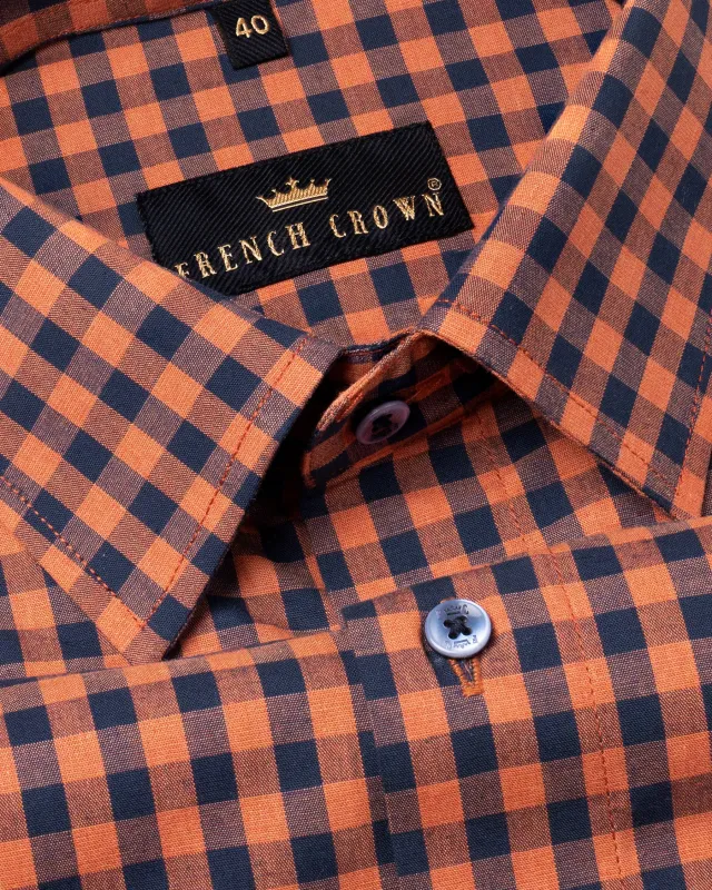 Sorbus Orange and Big Stone Blue Premium Cotton Shirt sold by French Crown