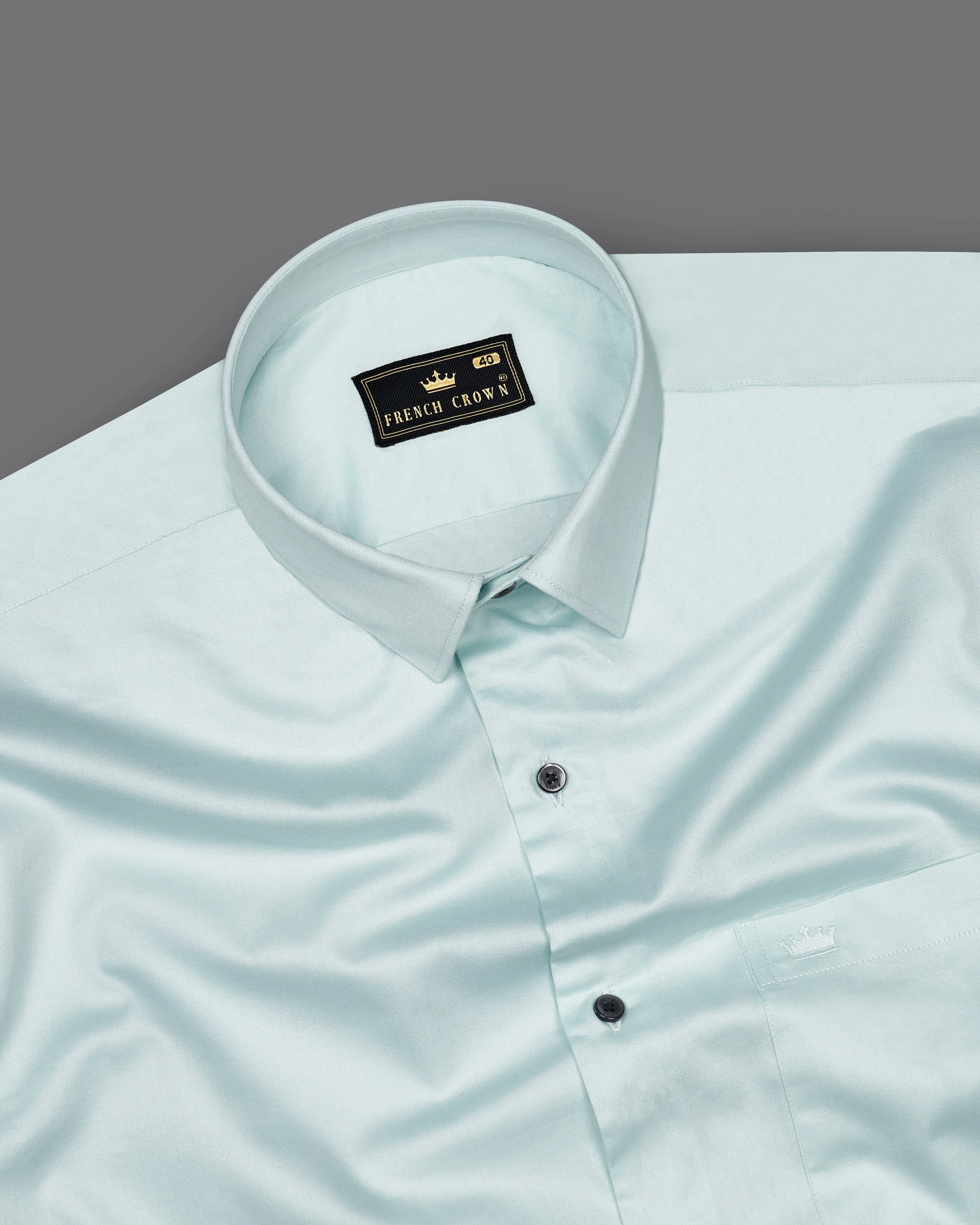 Mercury Aqua Light Green Subtle Sheen Super Soft Premium Cotton Shirt sold by French Crown product image thumbnail 4