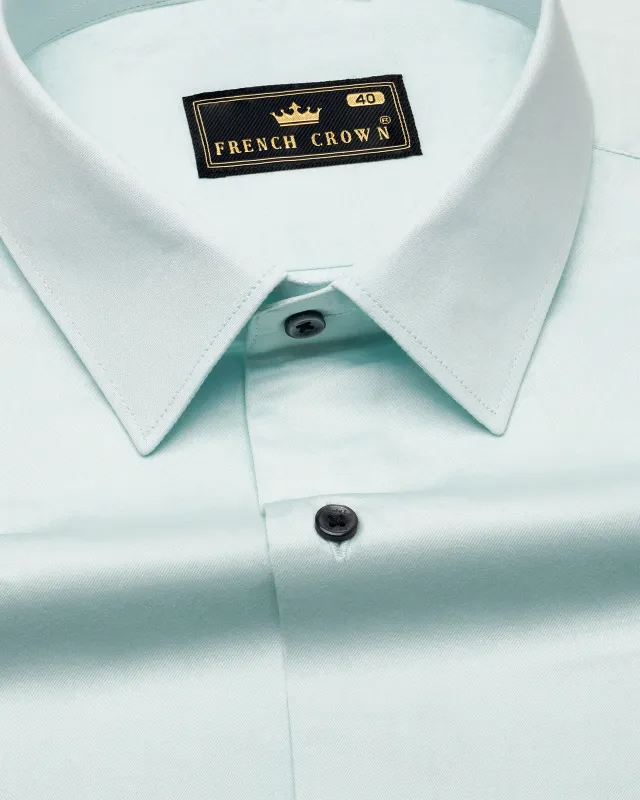Mercury Aqua Light Green Subtle Sheen Super Soft Premium Cotton Shirt sold by French Crown