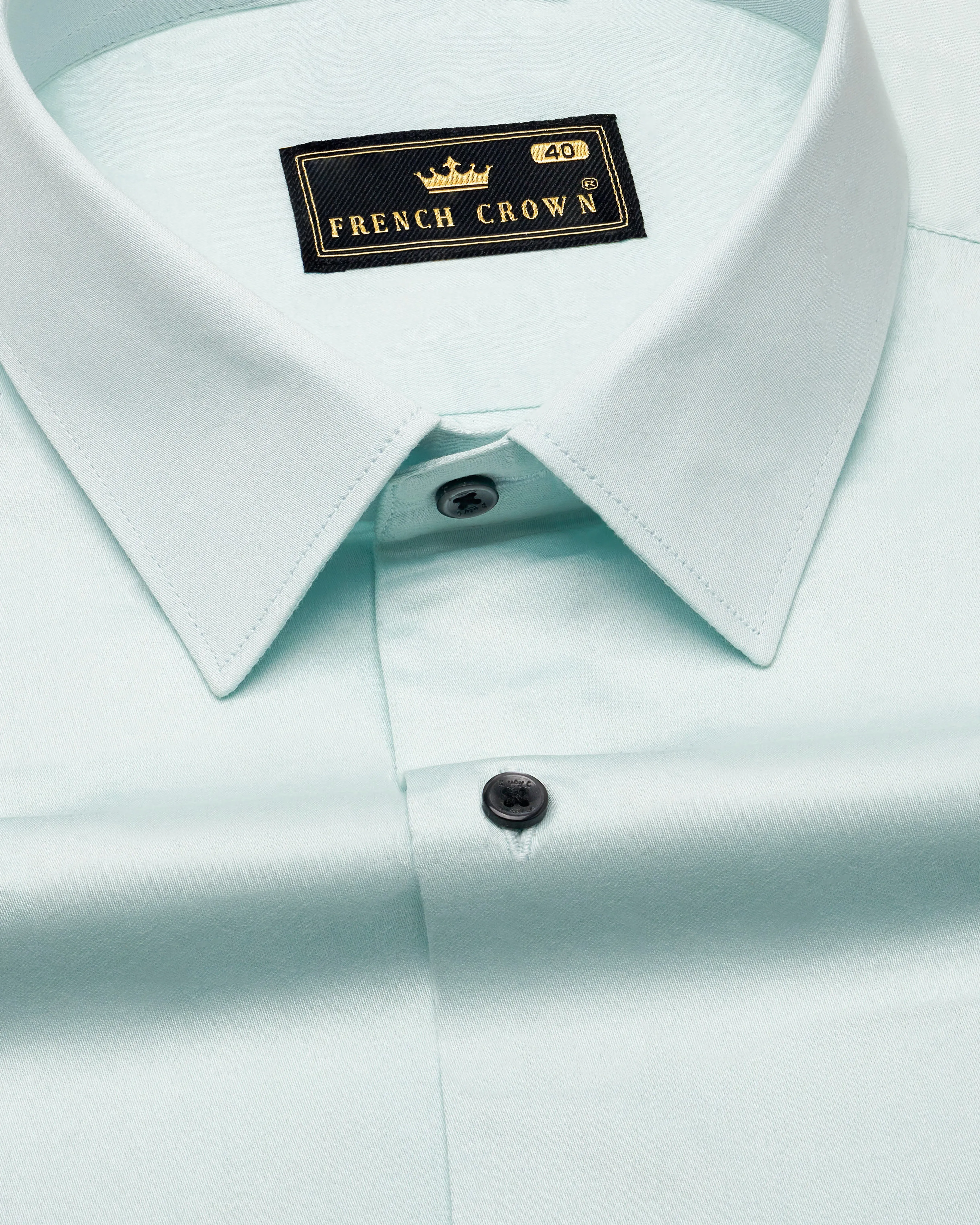 Mercury Aqua Light Green Subtle Sheen Super Soft Premium Cotton Shirt sold by French Crown