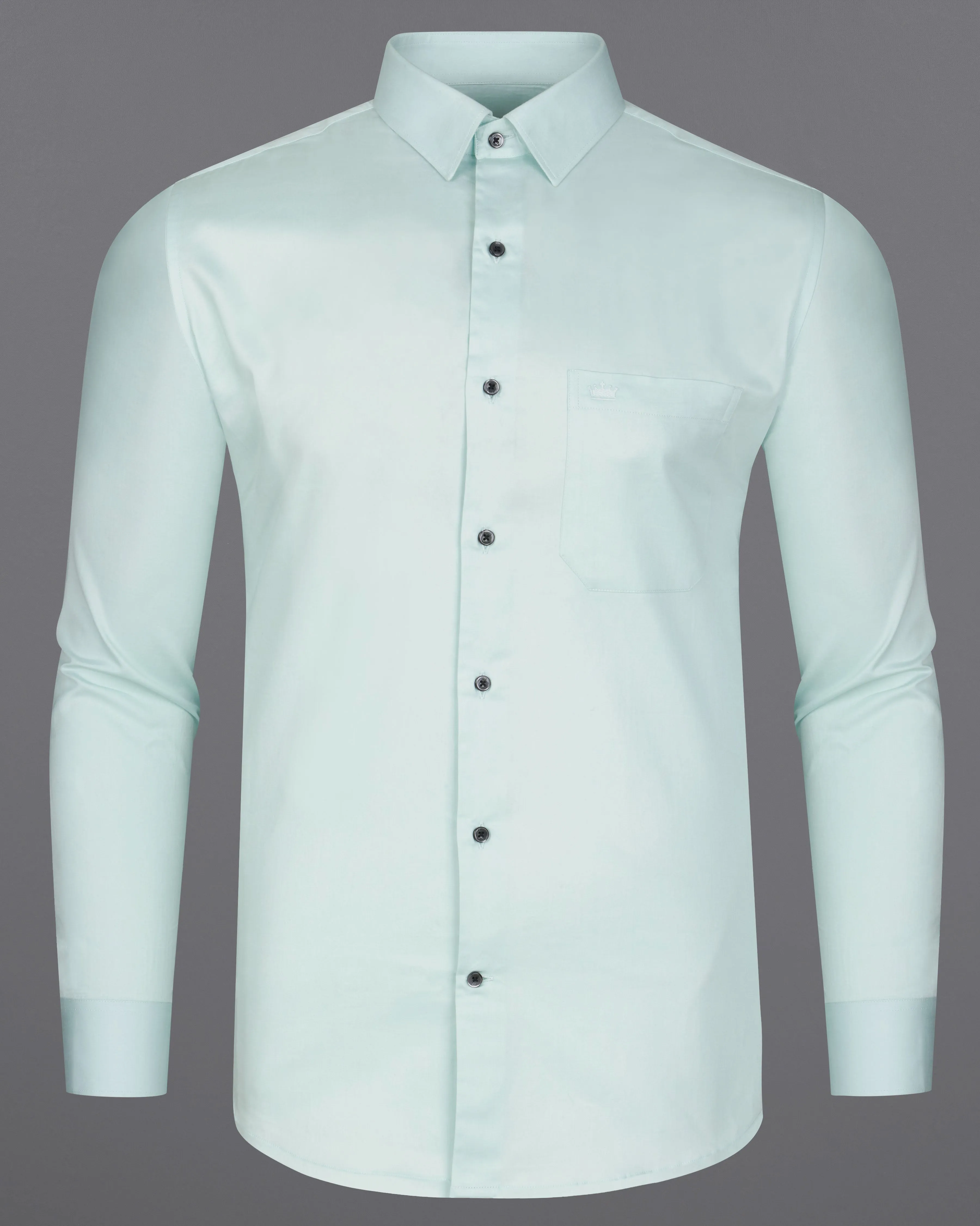 Mercury Aqua Light Green Subtle Sheen Super Soft Premium Cotton Shirt sold by French Crown product image thumbnail 5