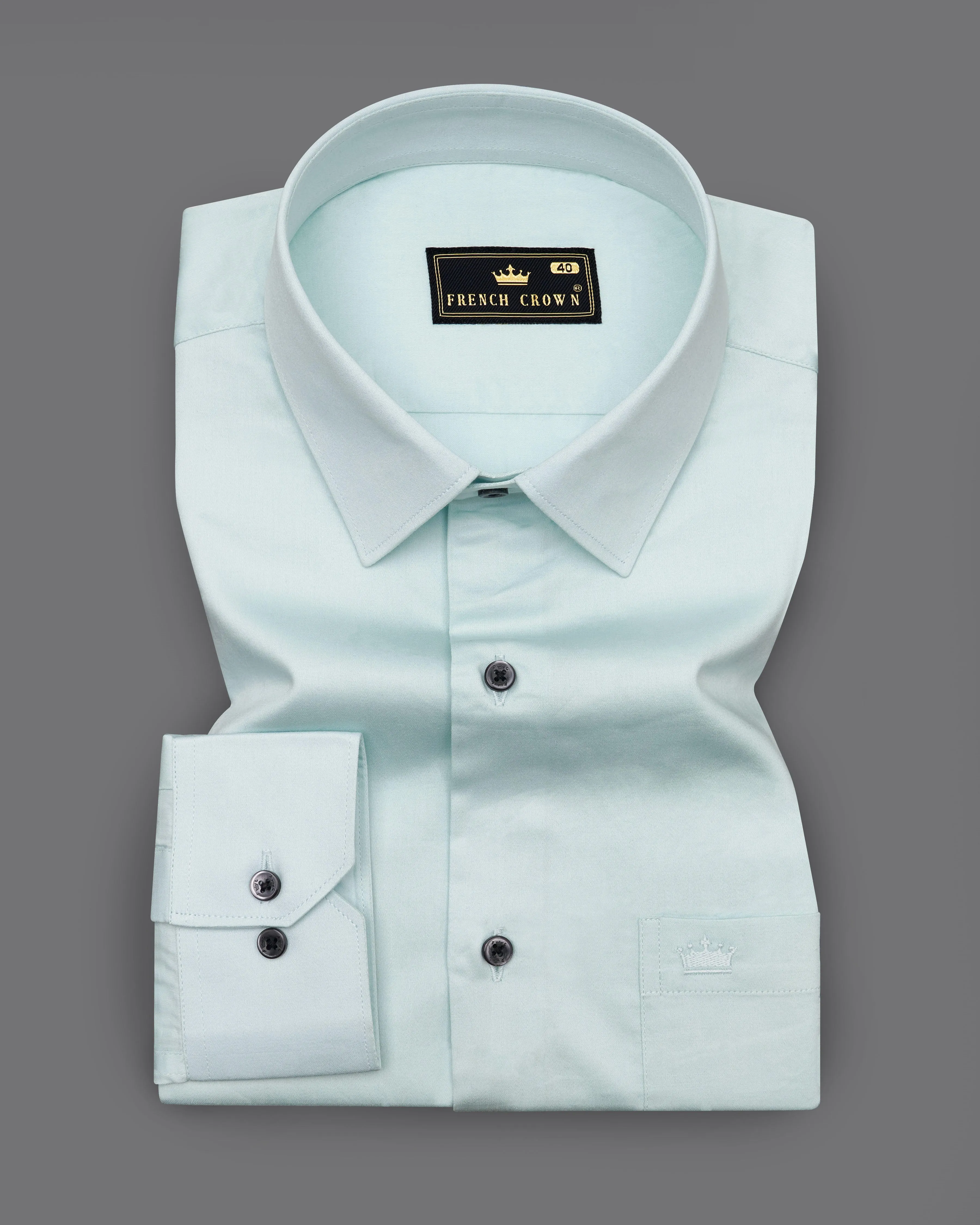 Mercury Aqua Light Green Subtle Sheen Super Soft Premium Cotton Shirt sold by French Crown product image thumbnail 3