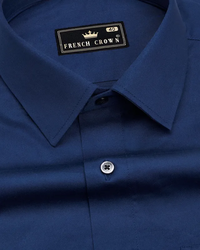 Cloud Burst Blue Subtle Sheen Super Soft Premium Cotton Shirt sold by French Crown