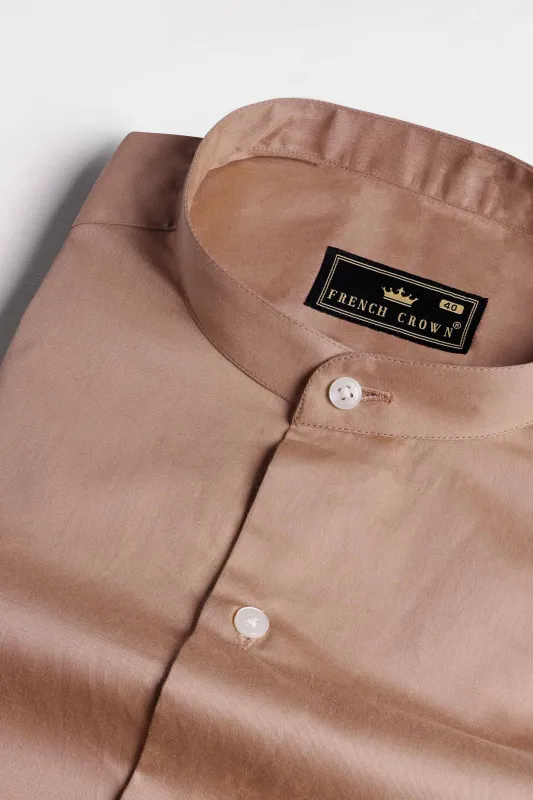 Sandrift Peach Subtle Sheen Super Soft Premium Cotton Mandarin Shirt sold by French Crown