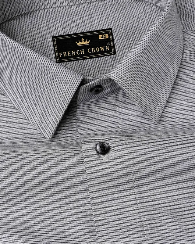 Metallic Gray with Black Premium Giza Cotton Chambray Shirt sold by French Crown
