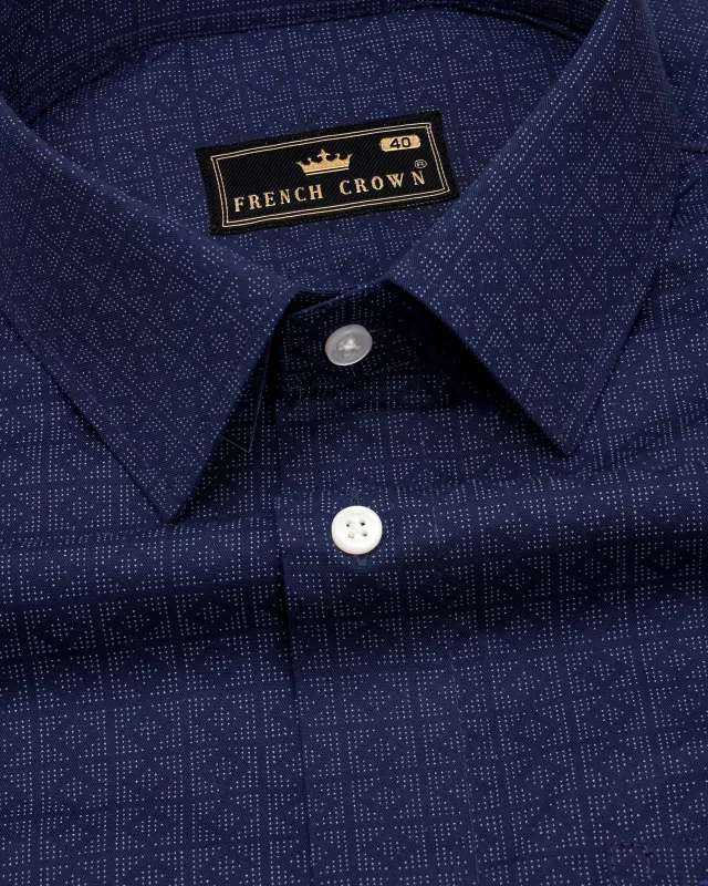 Ebony Clay Blue Textured Twill Premium Cotton Shirt sold by French Crown