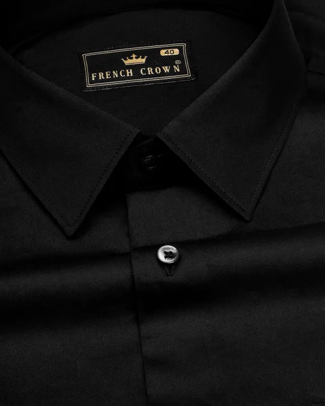 Jade Black Subtle Sheen Super Soft Premium Cotton Shirt sold by French Crown