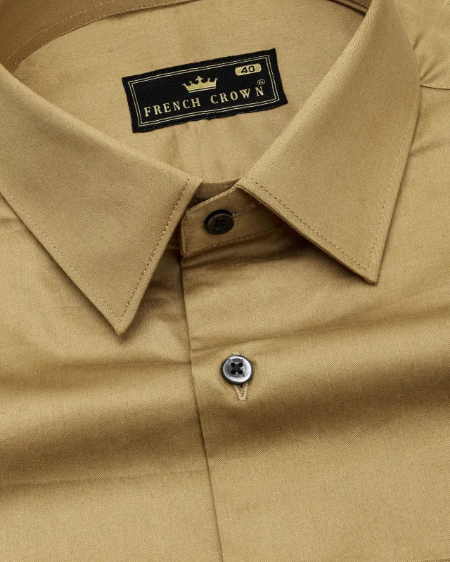 Teak Brown Subtle Sheen Super Soft Premium Cotton Shirt sold by French Crown