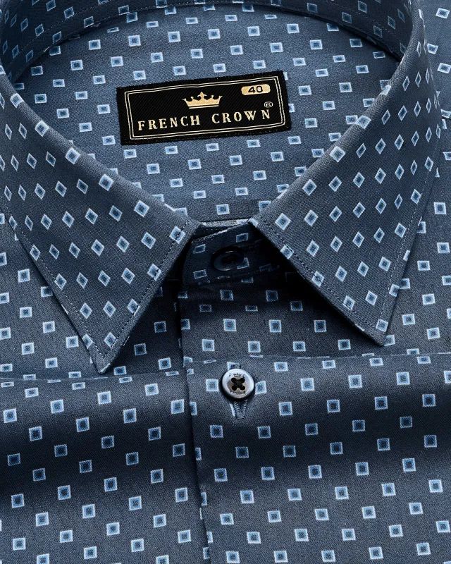Rhino Blue Box Printed Premium Cotton Shirt sold by French Crown