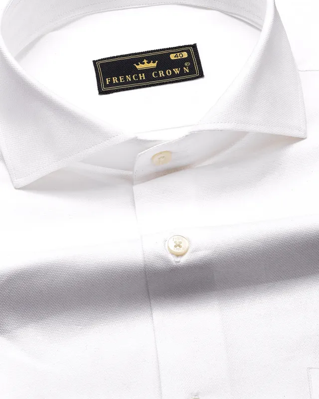 Bright White Dobby Textured Premium Giza Cotton Shirt sold by French Crown