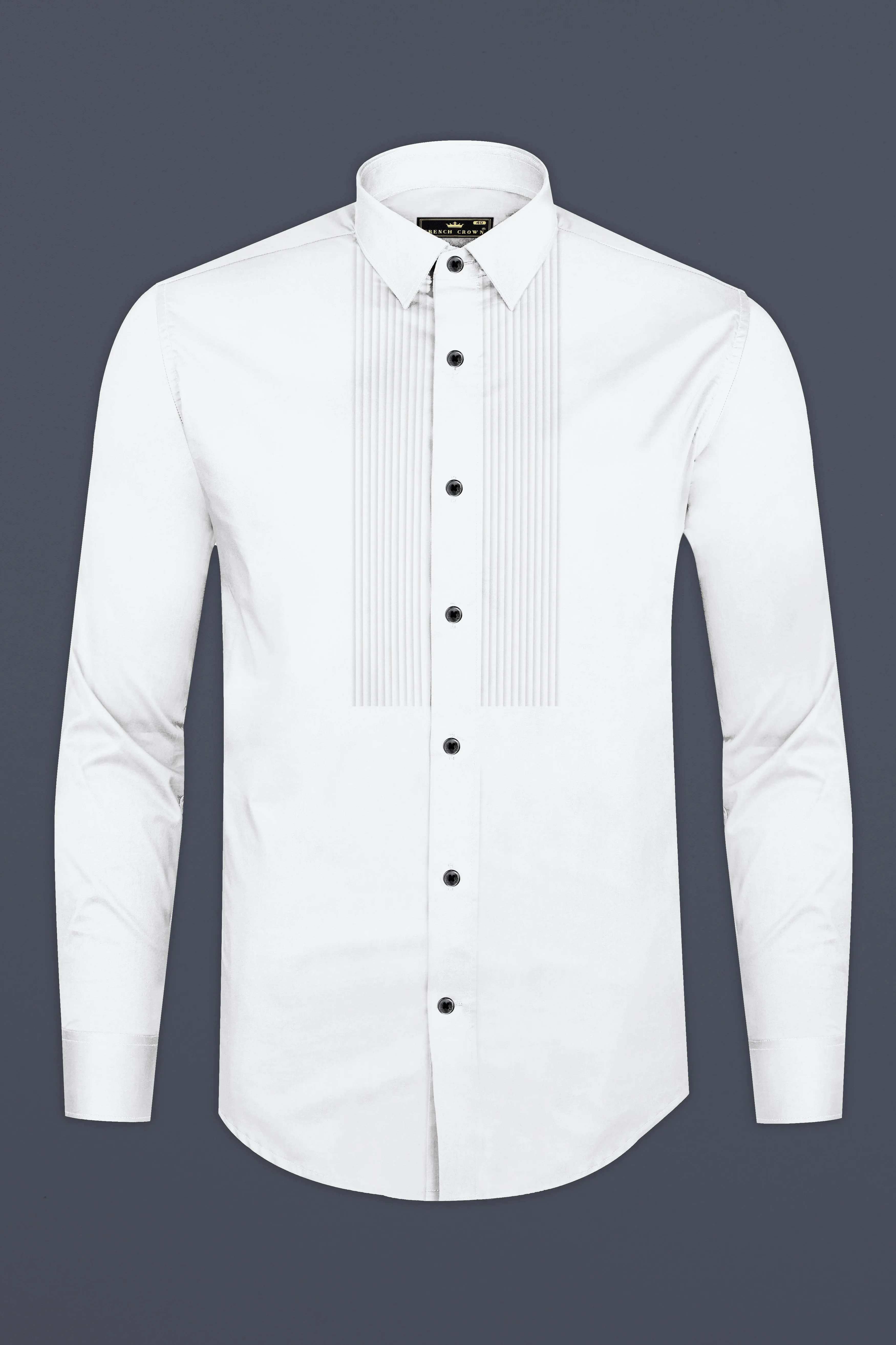 Bright White Subtle Sheen Tuxedo Super Soft Giza Cotton Shirt sold by French Crown product image thumbnail 4