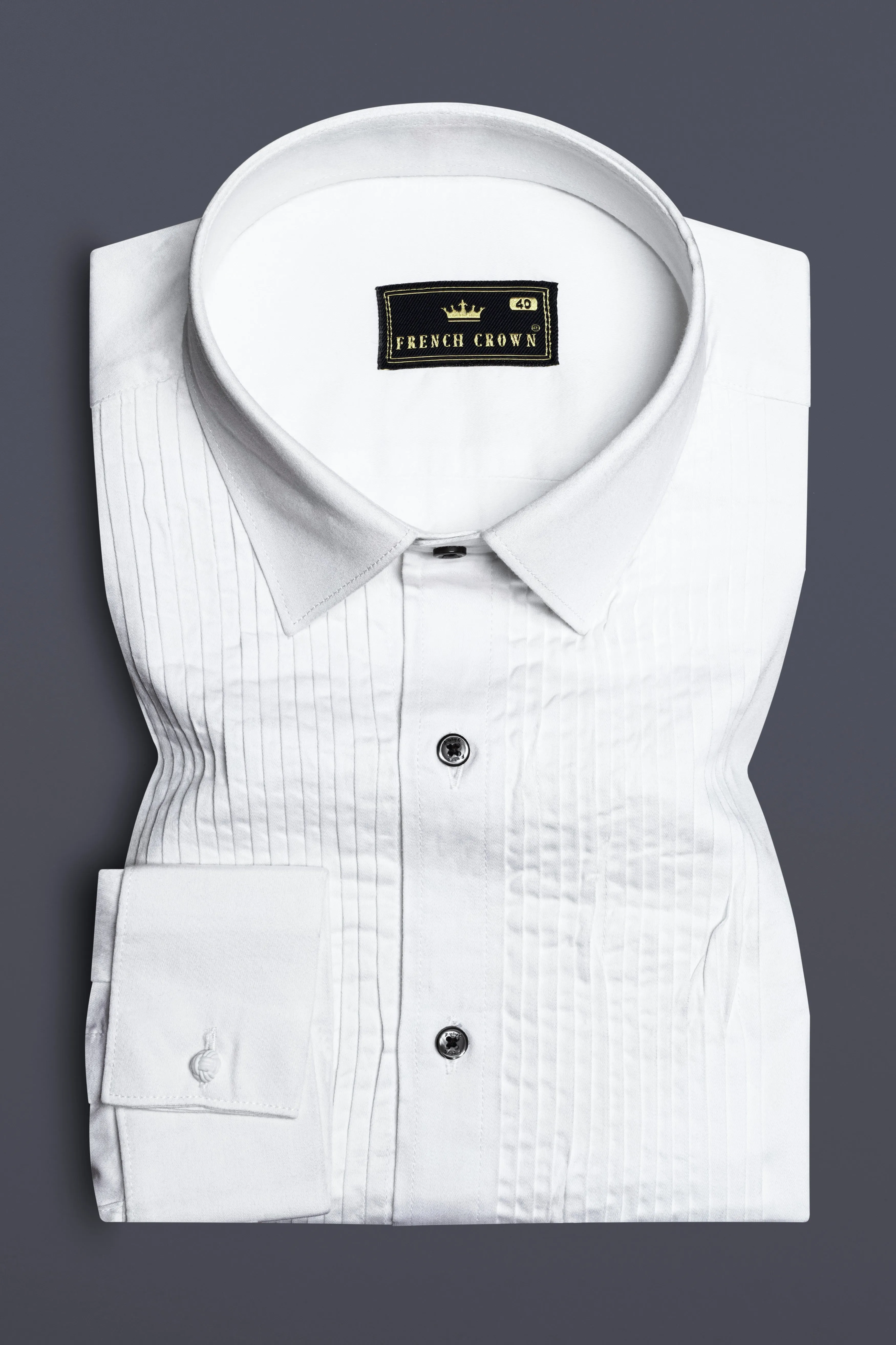 Bright White Subtle Sheen Tuxedo Super Soft Giza Cotton Shirt sold by French Crown product image thumbnail 2