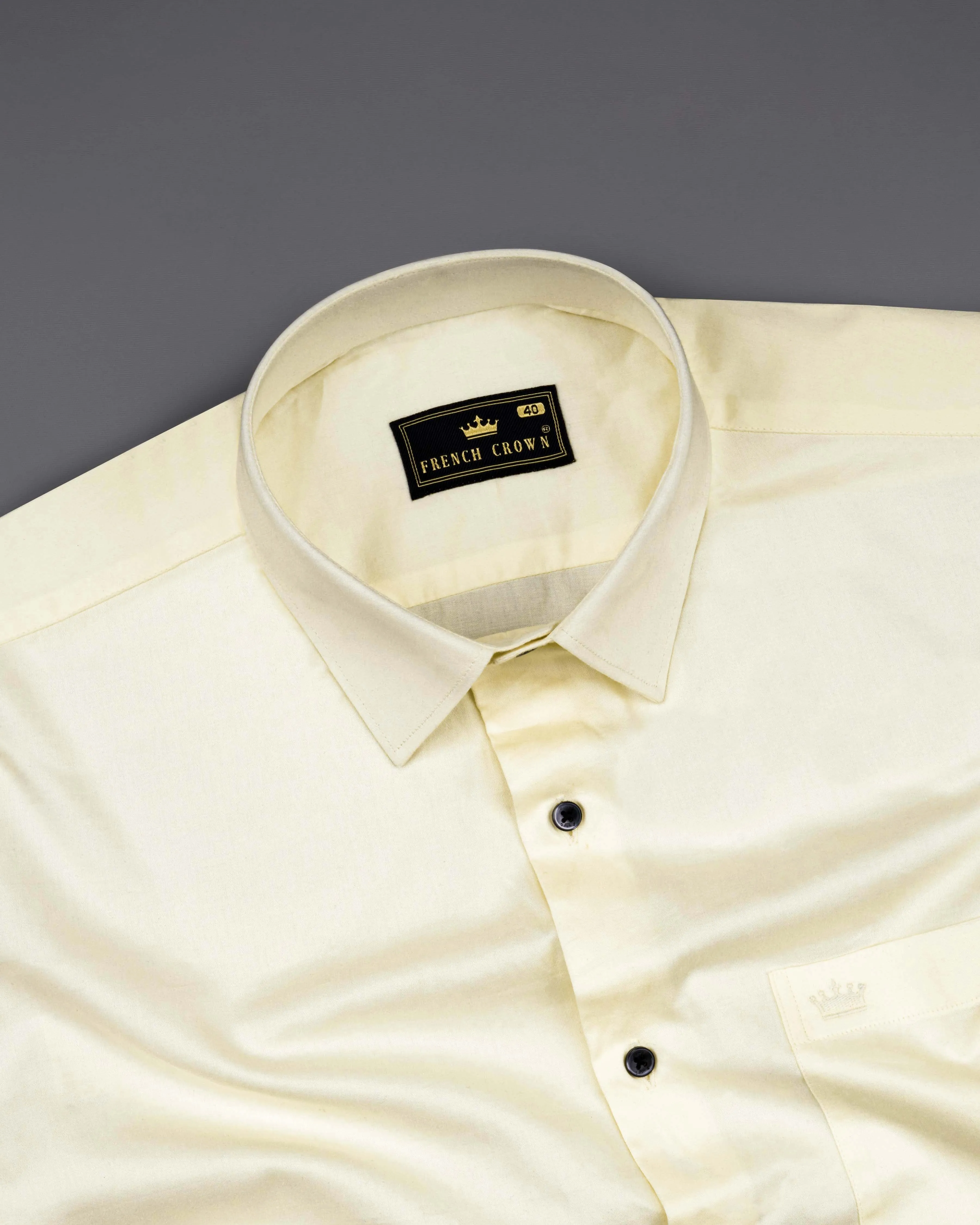 Merino Cream Subtle Sheen Super Soft Premium Cotton Shirt sold by French Crown product image thumbnail 4