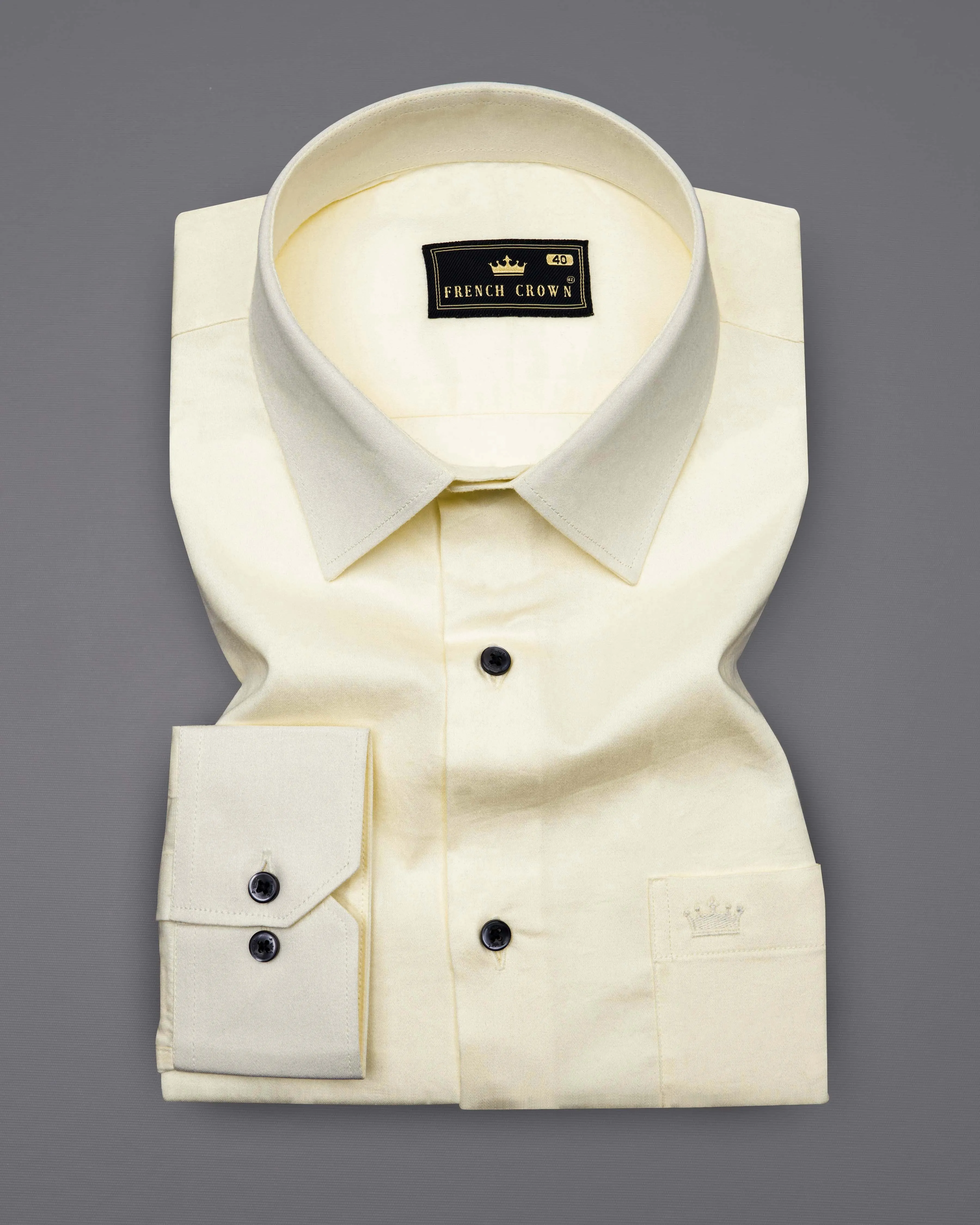 Merino Cream Subtle Sheen Super Soft Premium Cotton Shirt sold by French Crown product image thumbnail 3