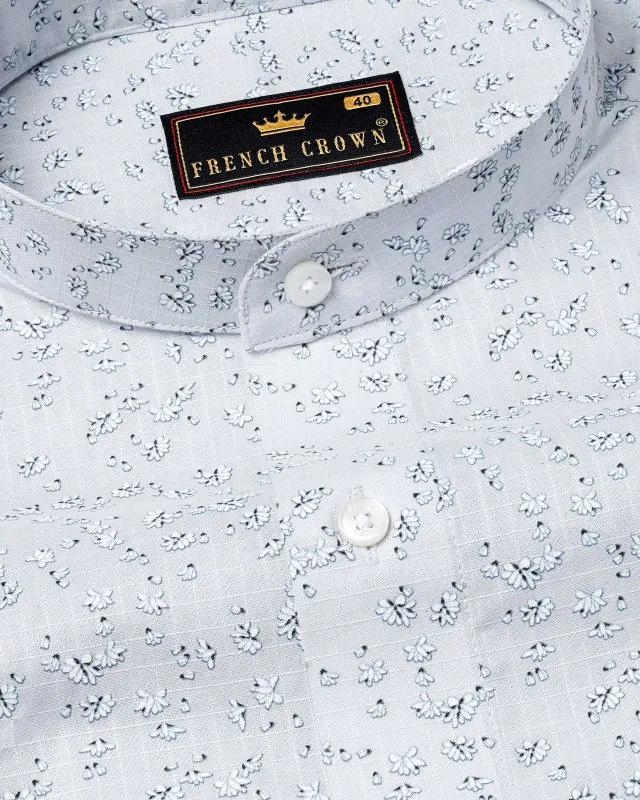 Gainsboro Gray Ditzy Printed Premium Cotton Shirt sold by French Crown