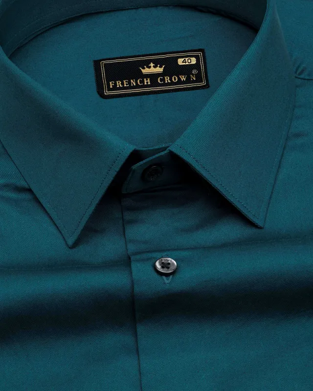 Nile Blue Subtle Sheen Super Soft Premium Cotton Shirt sold by French Crown