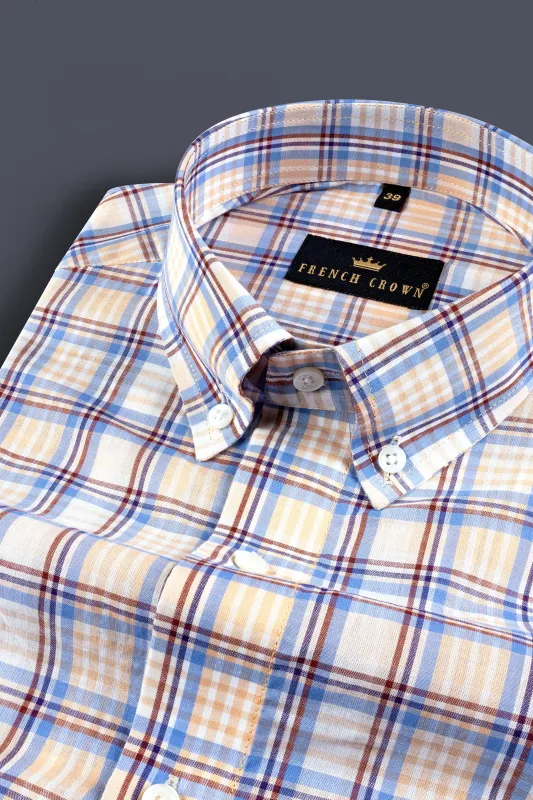 Mandys Brown Checkered Premium Cotton Shirt sold by French Crown