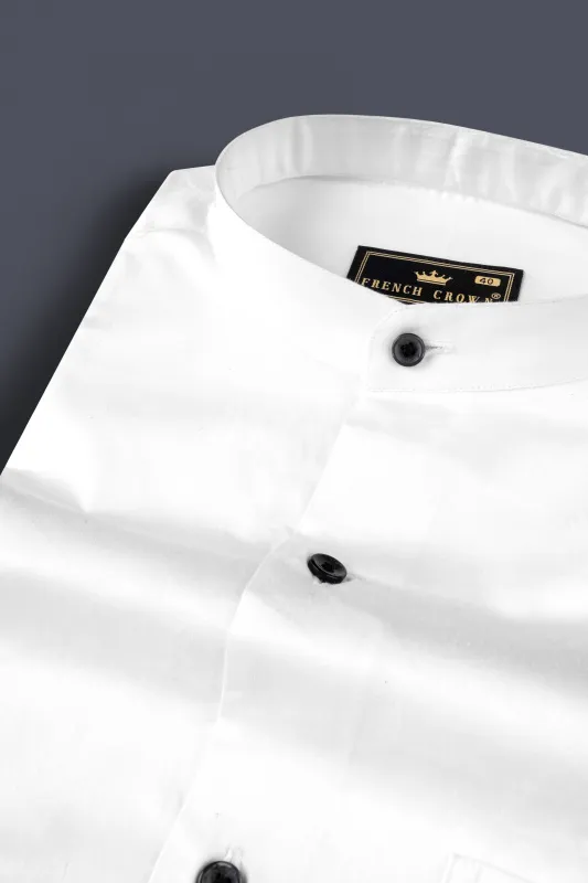 Bright White Subtle Sheen Premium Giza Cotton shirt sold by French Crown