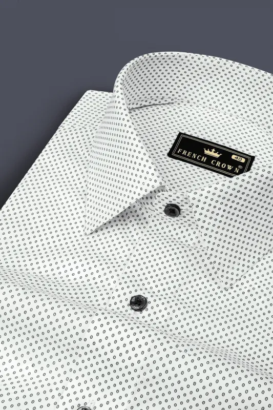 Bright White Printed Lightweight Cotton Shirt sold by French Crown