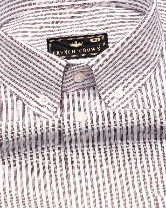Venus Brown with White Striped Royal Oxford Shirt sold by French Crown