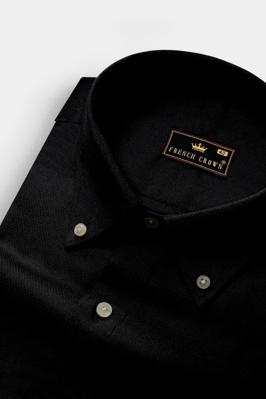 Jade Black Dobby Textured Premium Giza Cotton Button Down Shirt sold by French Crown