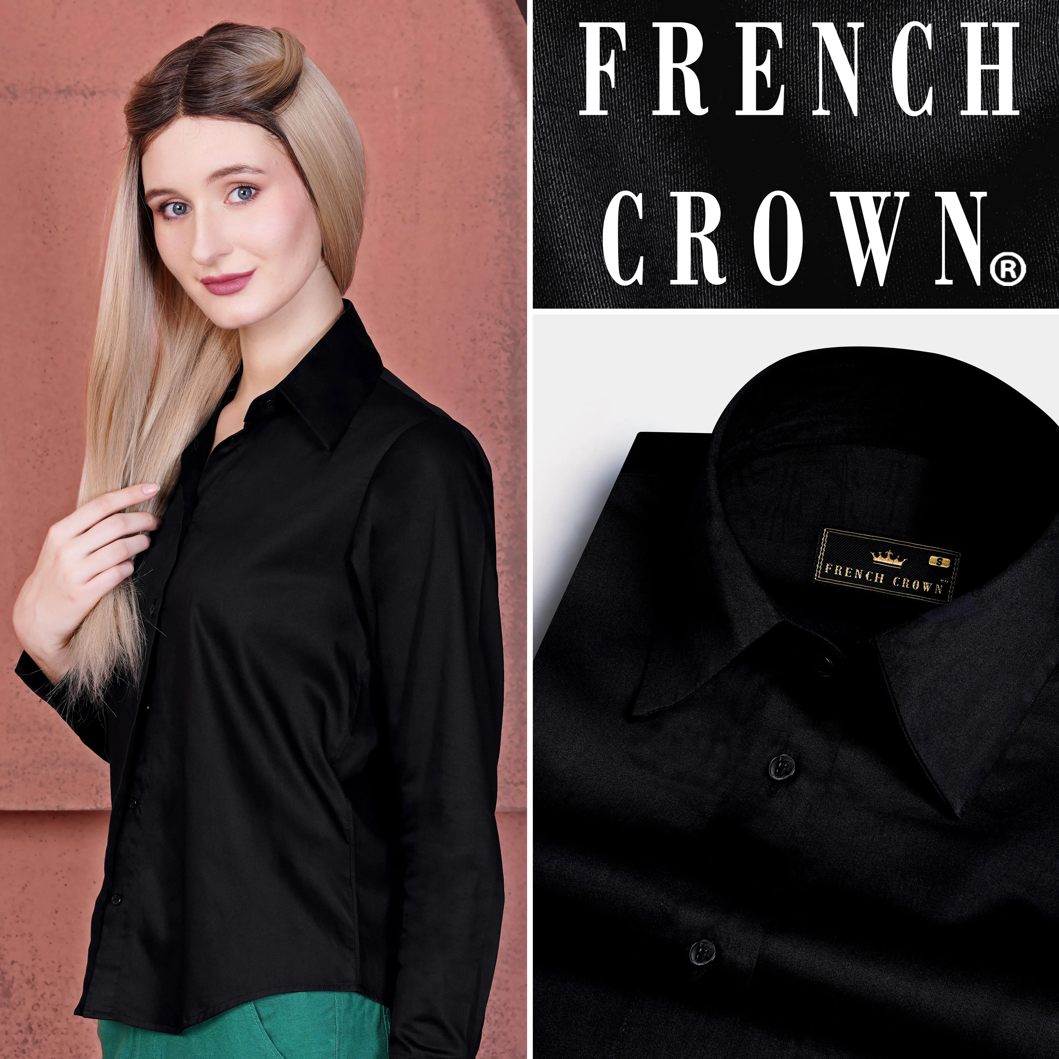 Jade Black Premium Cotton Shirt sold by French Crown