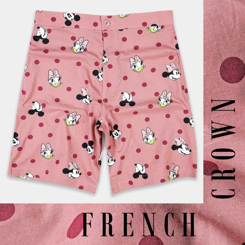 Oriental with Shadz Pink Micky and Daisy Printed Premium Cotton Shorts sold by French Crown