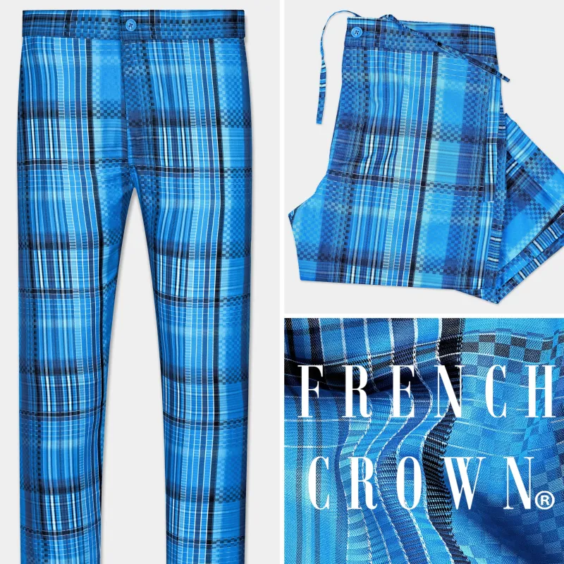 Pictoh Blue Jacquard Textured Premium Cotton Lounge Pant sold by French Crown