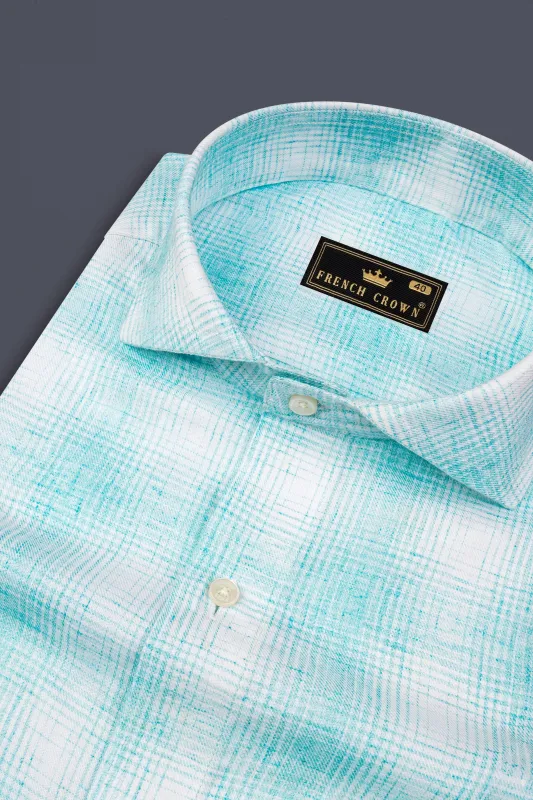 Blizzard and White Twill Textured Premium Cotton Shirt sold by French Crown