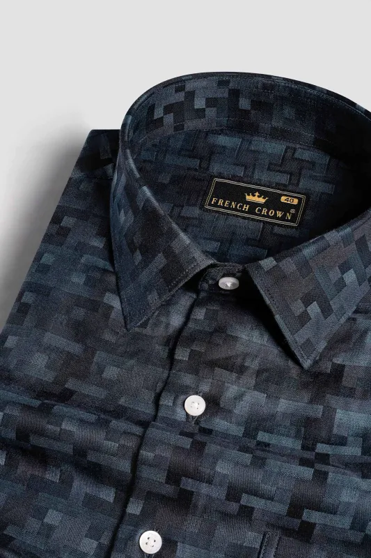 Lead Gray and Gravel Brown Dobby Textured Premium Giza Cotton Shirt sold by French Crown