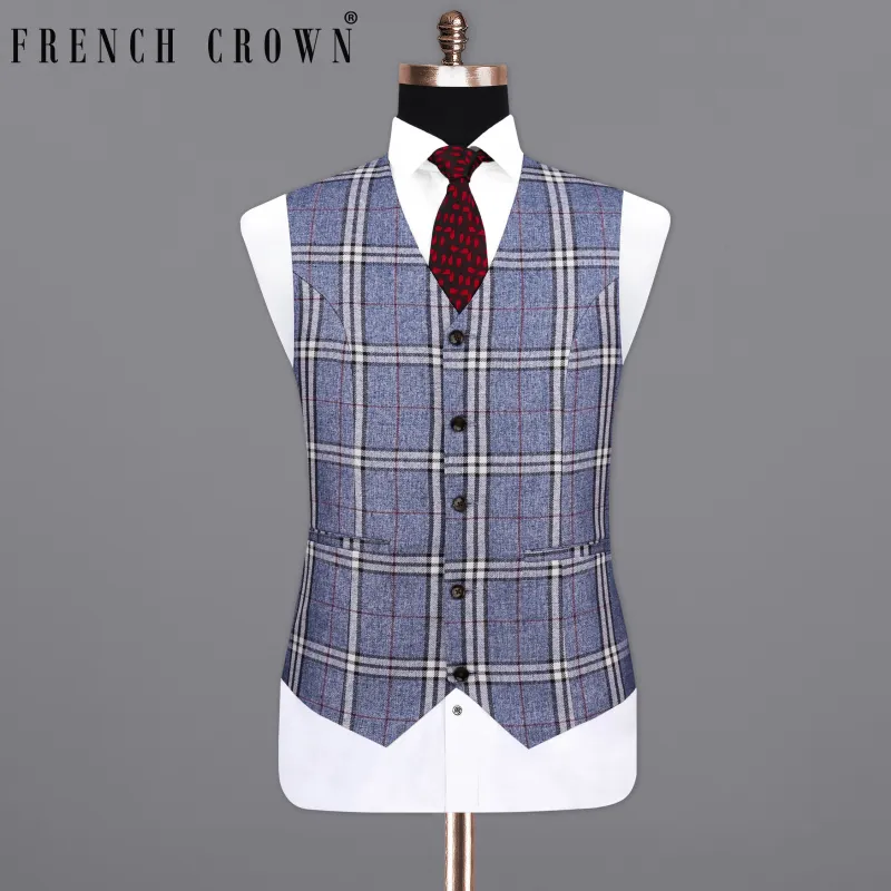 Fiord Blue Plaid Waistcoat sold by French Crown
