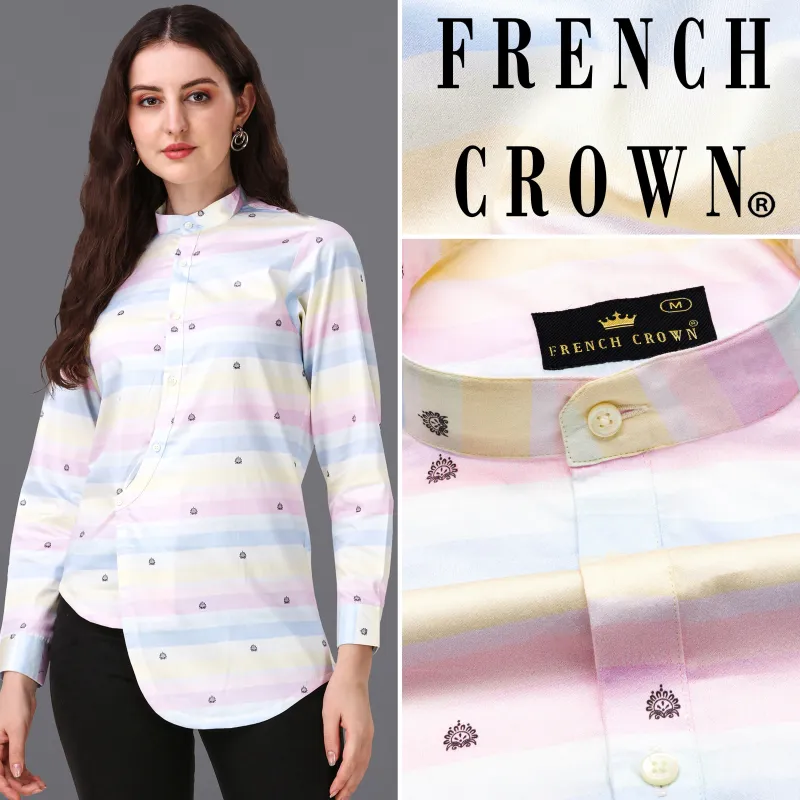 Cherub Pink and Multicolour Printed Super Soft Premium Cotton Women’s Shirt sold by French Crown