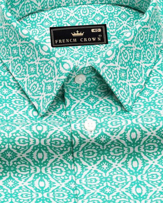 Persian Green Printed Royal Oxford Shirt sold by French Crown