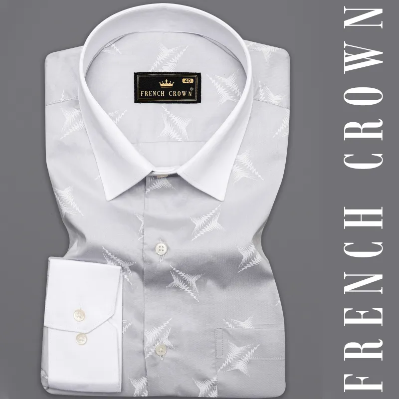 Pumice Gray and White Premium Cotton Shirt sold by French Crown